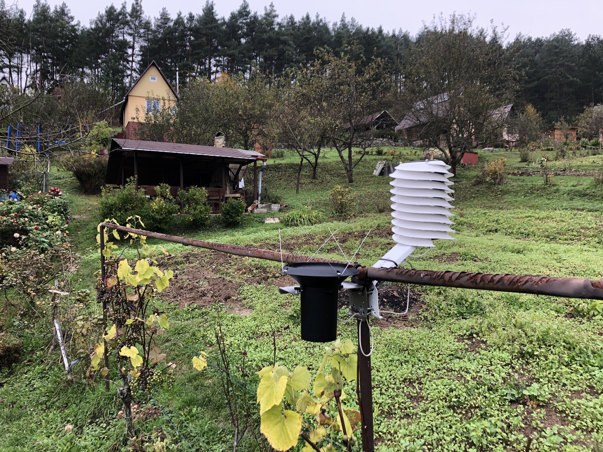 MeteoHelix home weather station in autumn