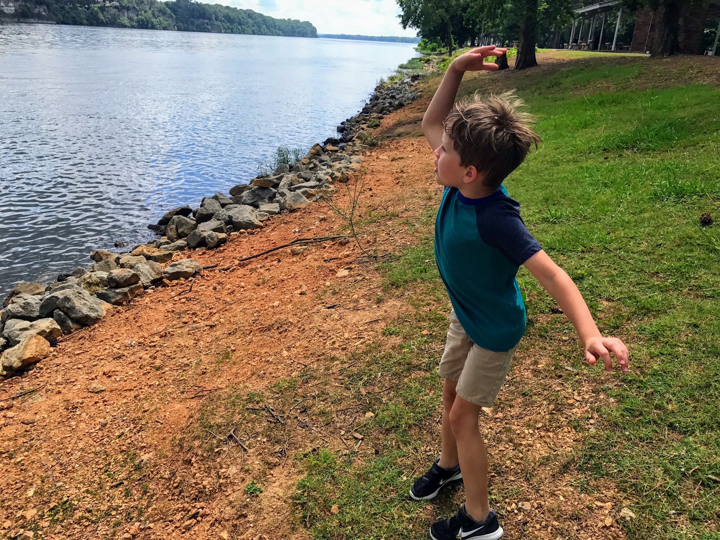 Flinging rocks into the Tennessee River. As one does.