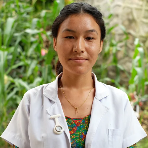 Kunga Gurung Nurse Kunga was born in the Mustang district of Nepal, one of the country's most remote areas. She first came to city to pursue higher education. After her PCL nursing course she joined NHEDF as a paid volunteer for six months and now she is working as a staff nurse.