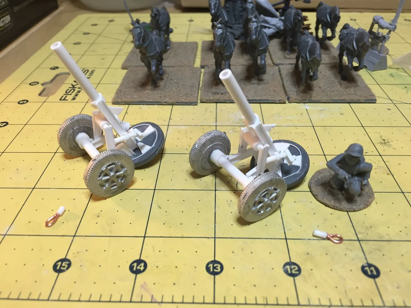 The finished mortars, with jeep towing plugs!