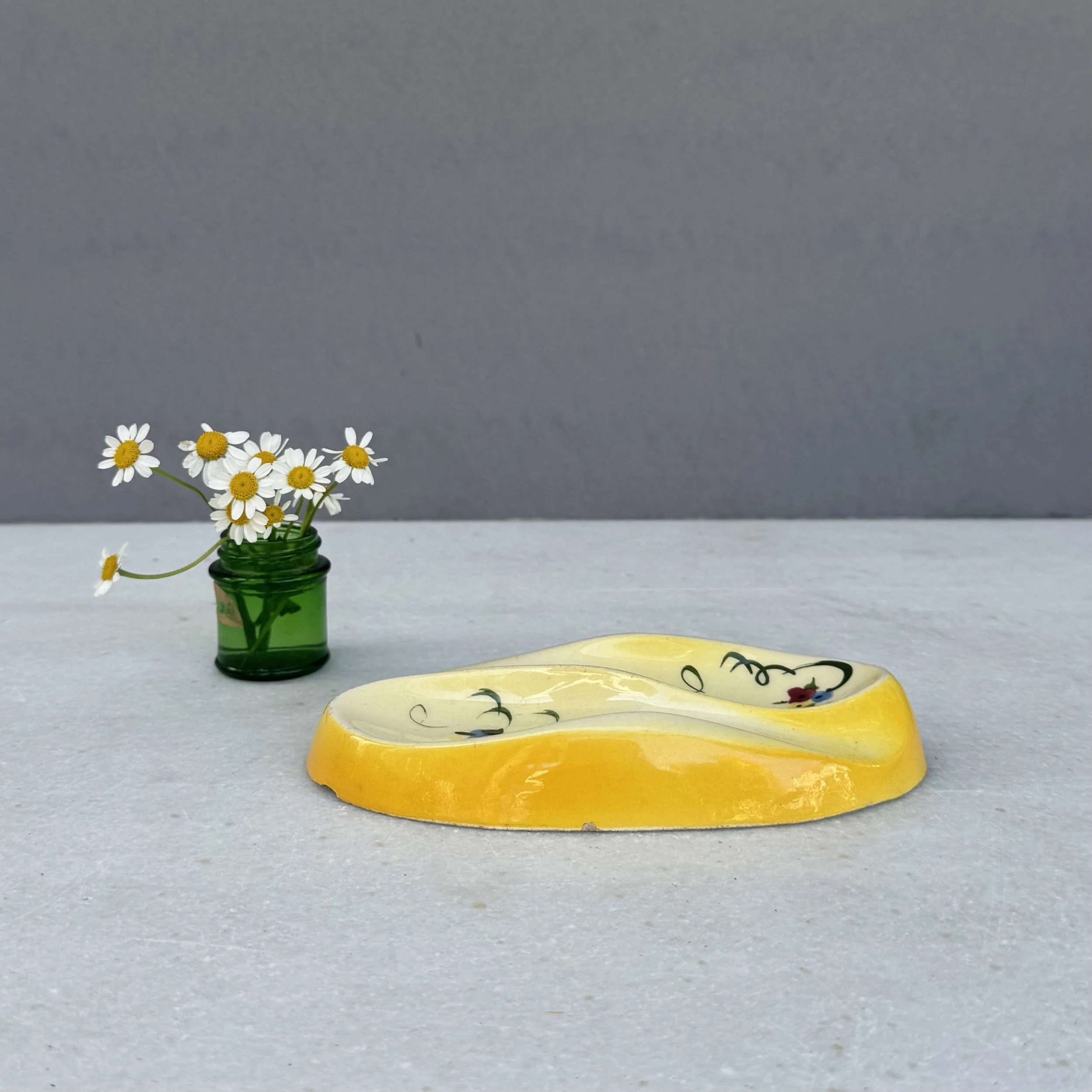 Vintage Hand Painted Yellow Spoon Rest
