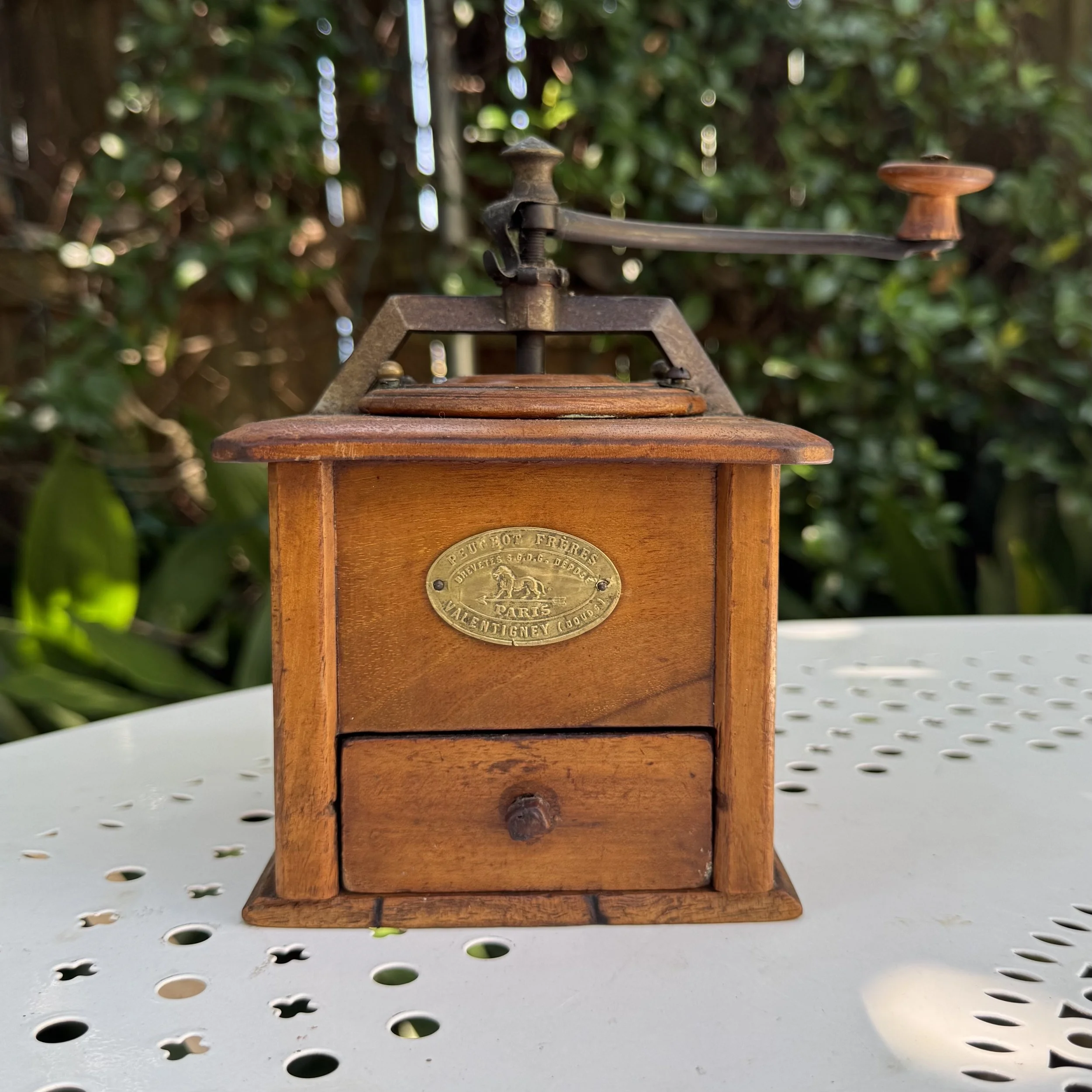 Antique 'Peugeot' French Wooden Coffee Grinder