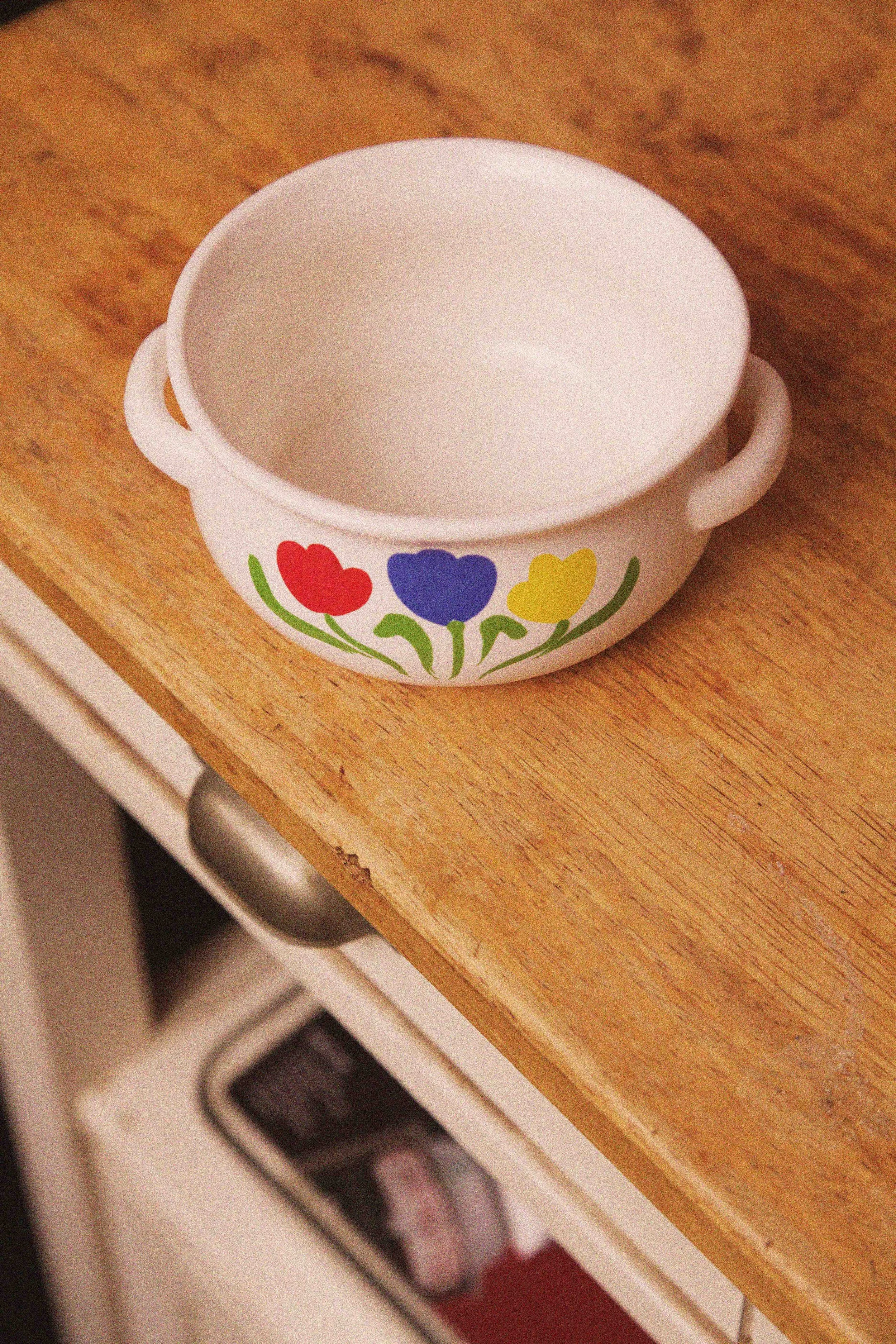 80's Tulip Print Flower Crock