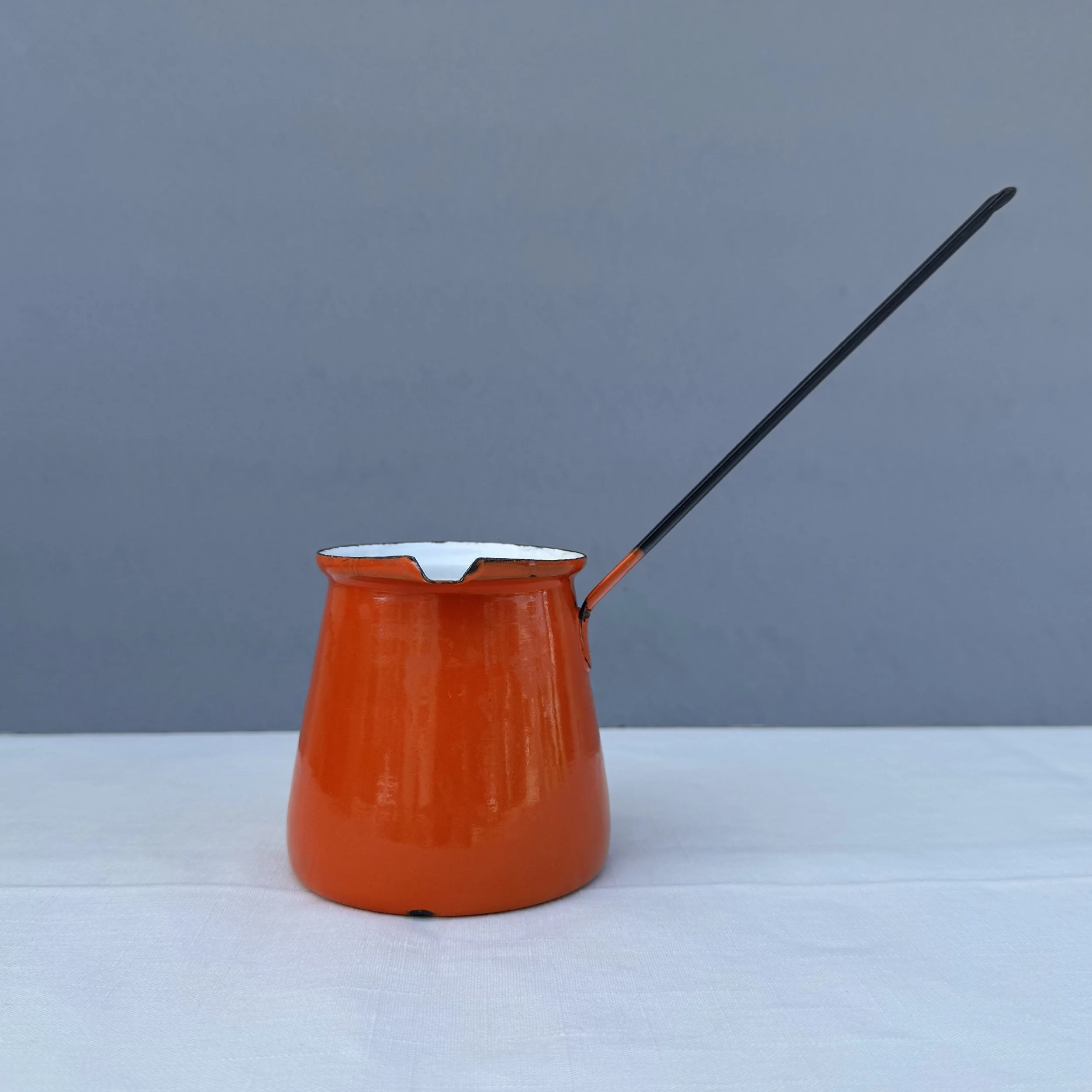 Orange Enamel Turkish Coffee Pot