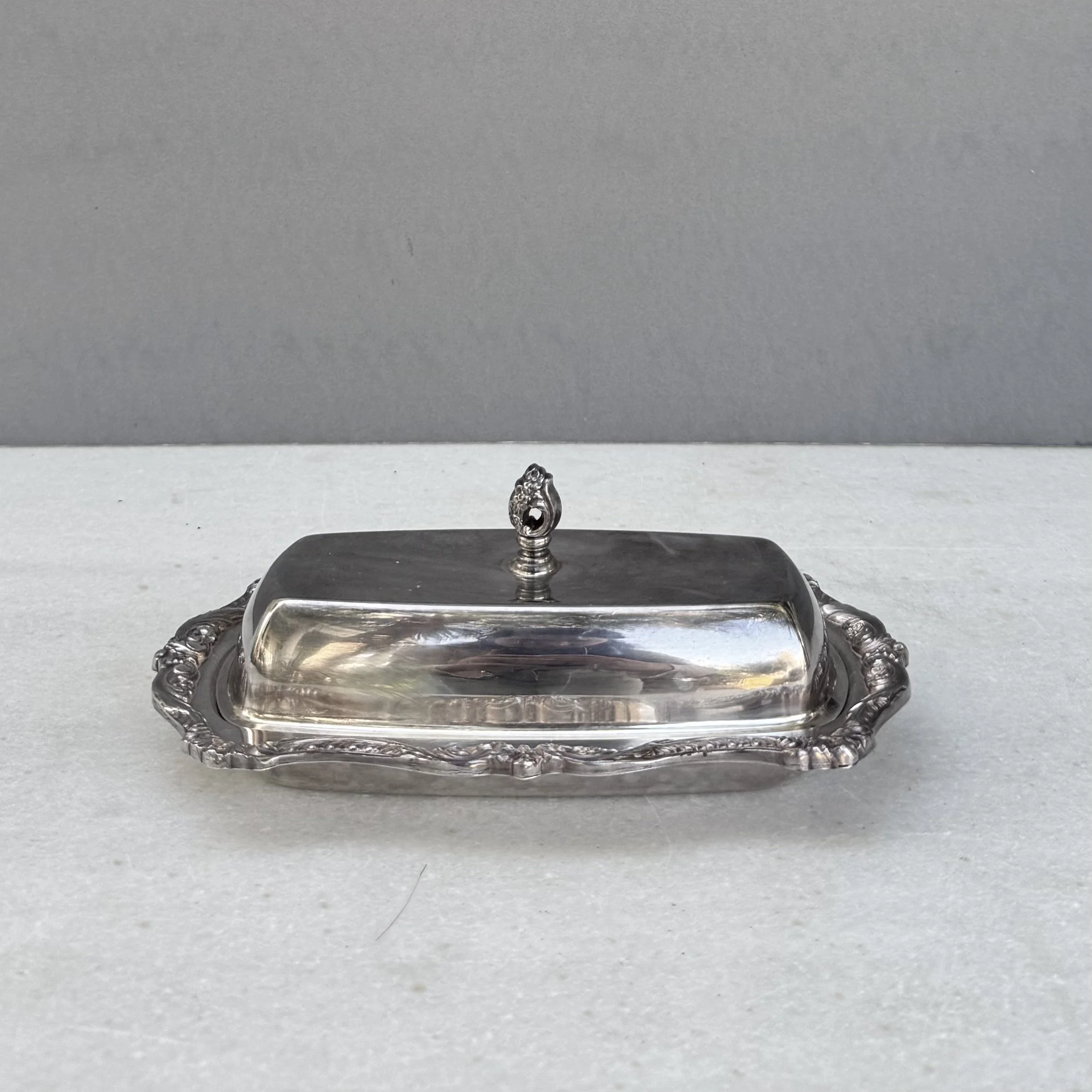 Vintage Ornate Silver Plate Butter Dish