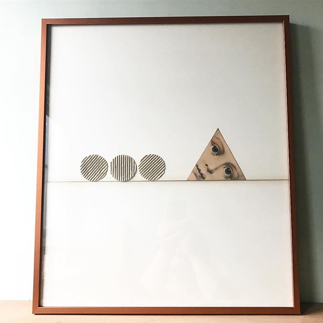 Eventually I will remember to photograph things before putting glass on them. #handcutcollage #newstuff #collageonpaper #contemporaryart #assemblage