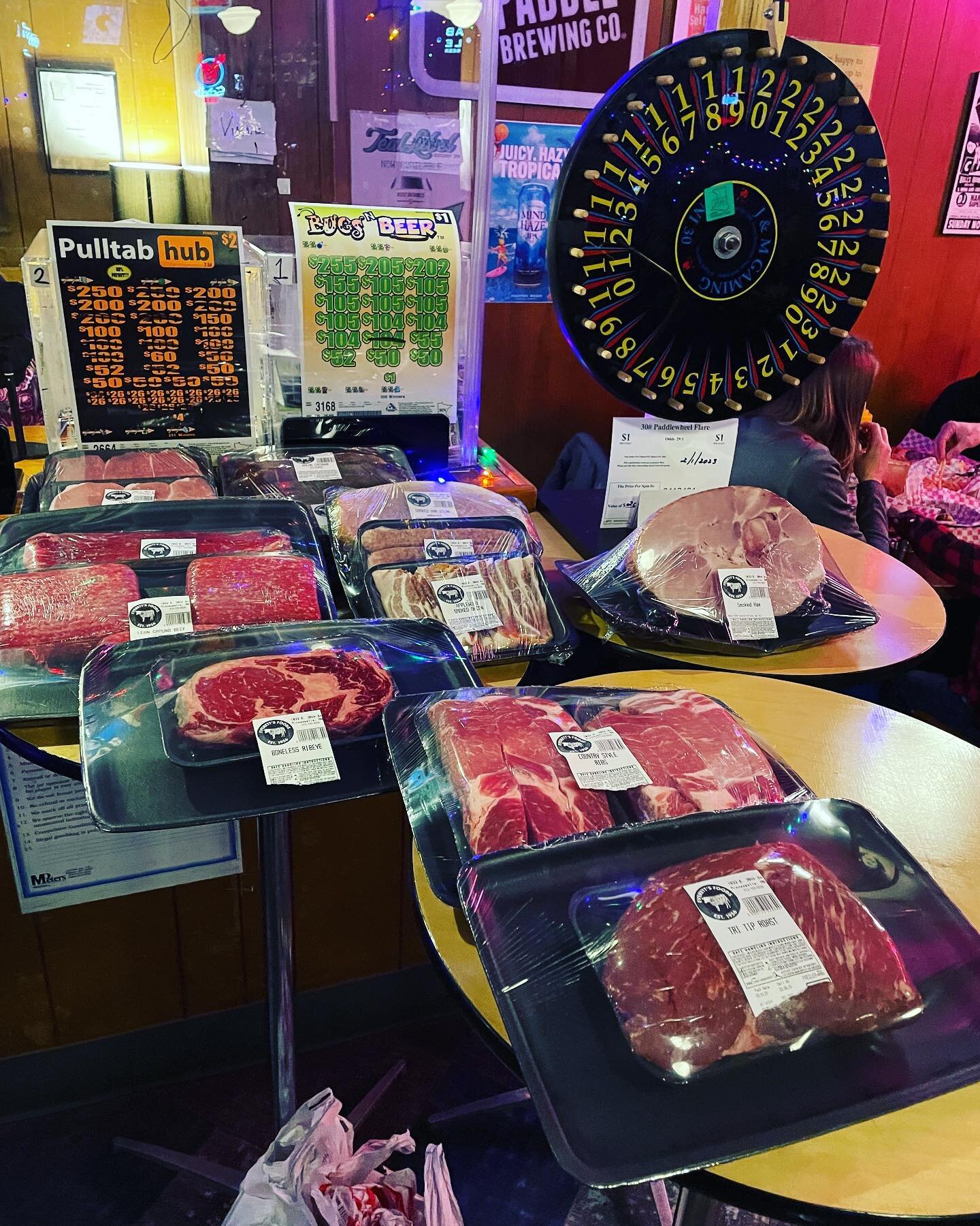 Happening now!! #meatraffle #minneapolis #Every Wednesday at 6pm. Proceeds goes to Mpls Youth Hockey. Win meat and make chili!! #goodfoodnobull #burgers #friedchicken #beer