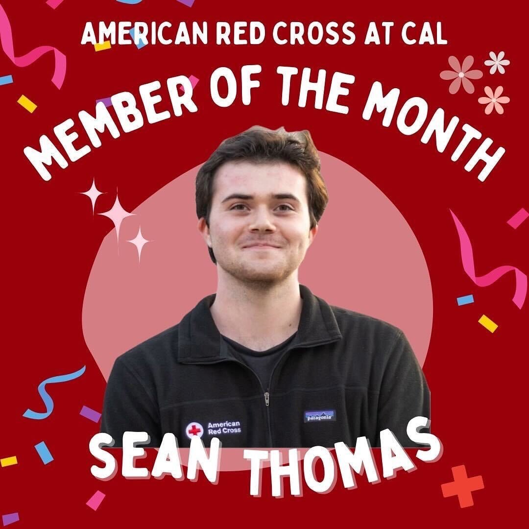 Congratulations to our first April Member of the Month: SEAN THOMAS! 🎉🎉🎉

Sean, part of the Disaster Committee, was chosen for his hard work and dedication for Red Cross, and his amazing contributions to the ARC@Cal team❤️⛑️ Congratulations Sean!
