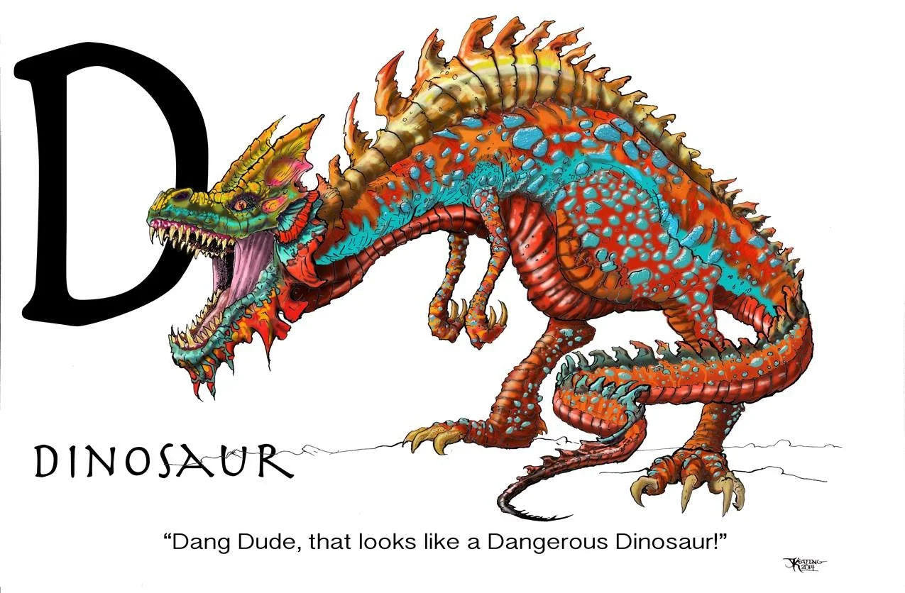  D is for Dinosaur.  Childrens Alphabet book Illustration.   