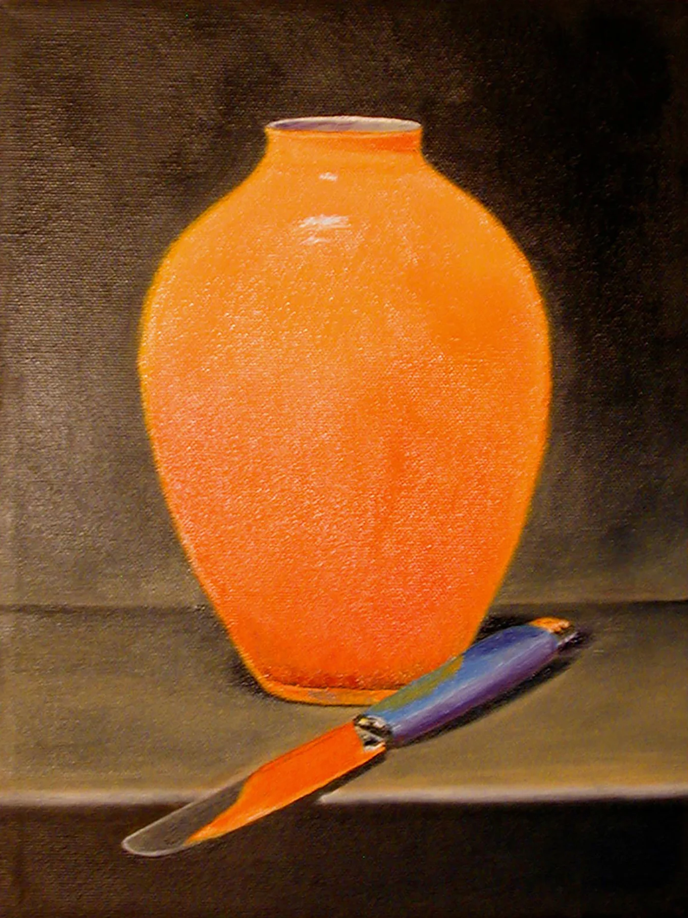 Orange Vase and Knife