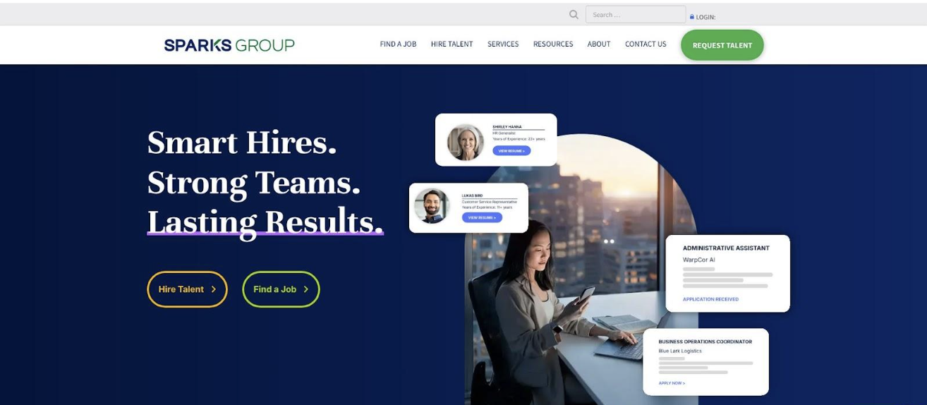 Beacon Hill Staffing Website Screenshot Emphasizing High-Touch Service at Scale.