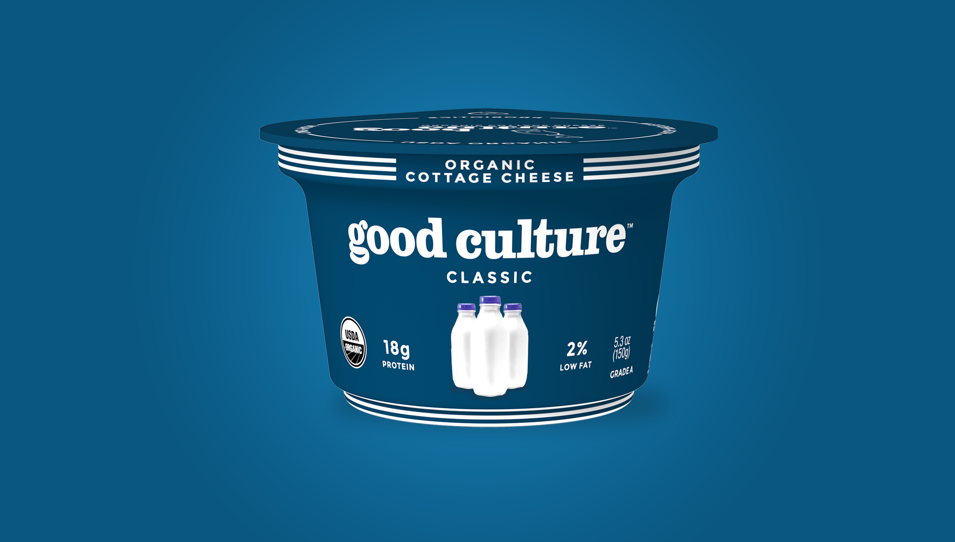  PACKAGING  How do you get a cottage cheese brand to stand out on the shelf? Color. Almost every cottage cheese product is hit with a wash of white, and with five unique flavor mixtures it was clear that Good Culture had a great asset to work with. T