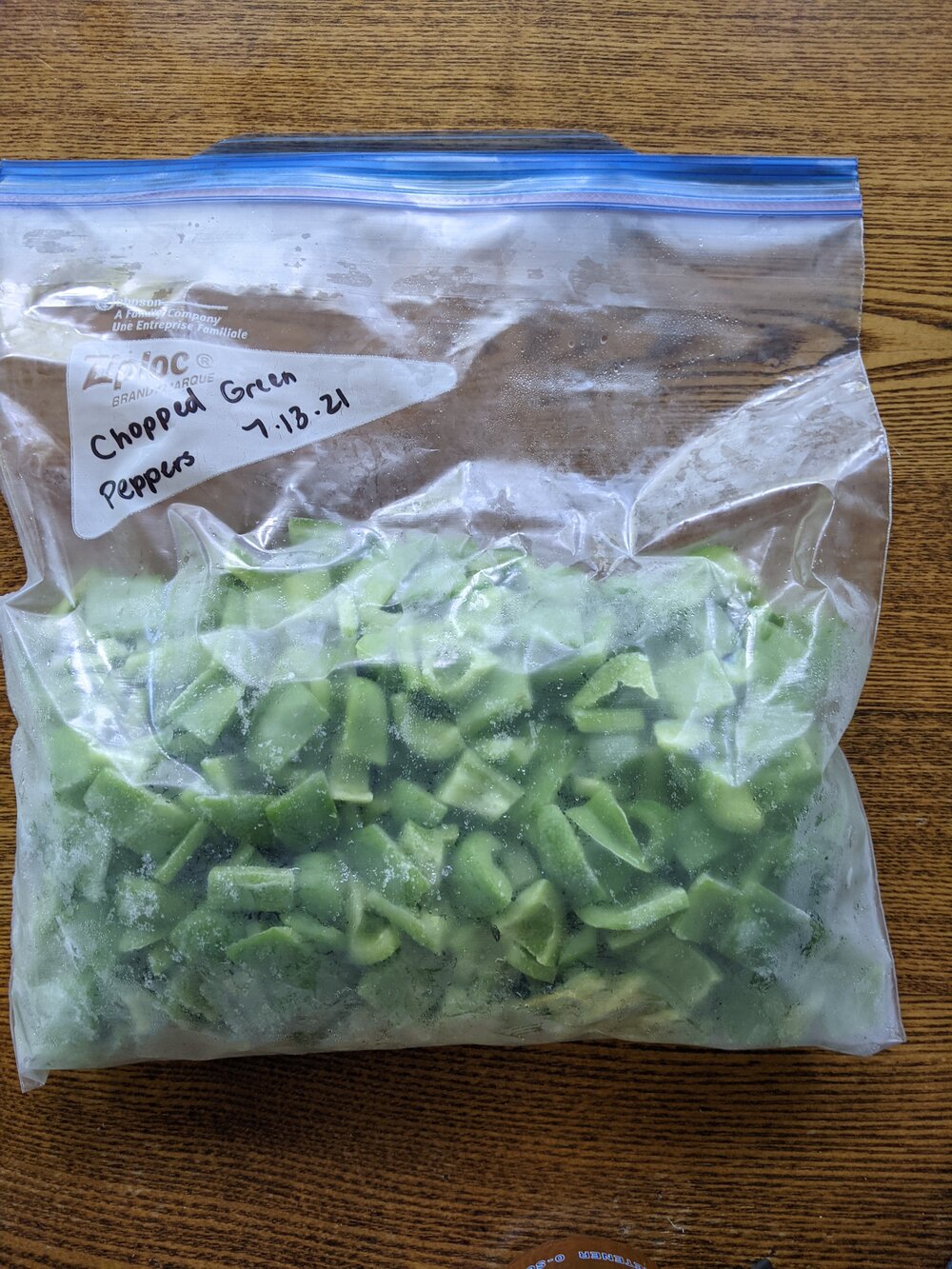 Step 5: Store frozen chopped peppers in bag.