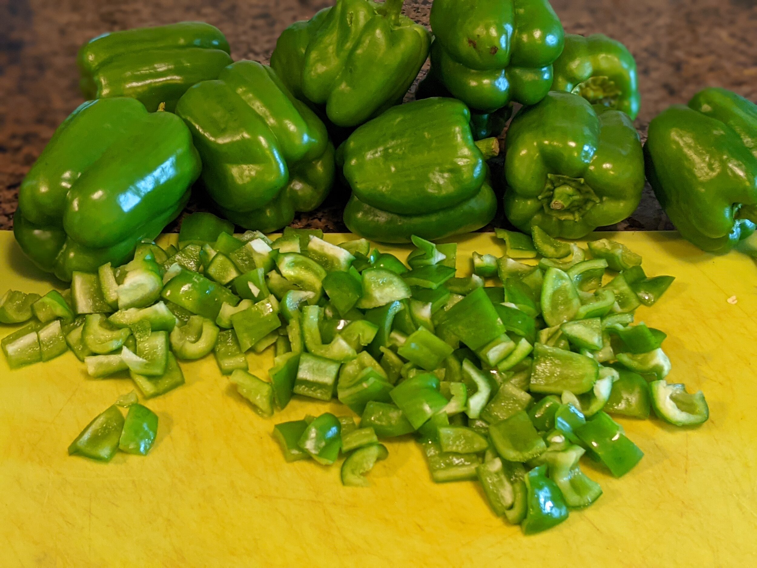 Step 2: Chop peppers.