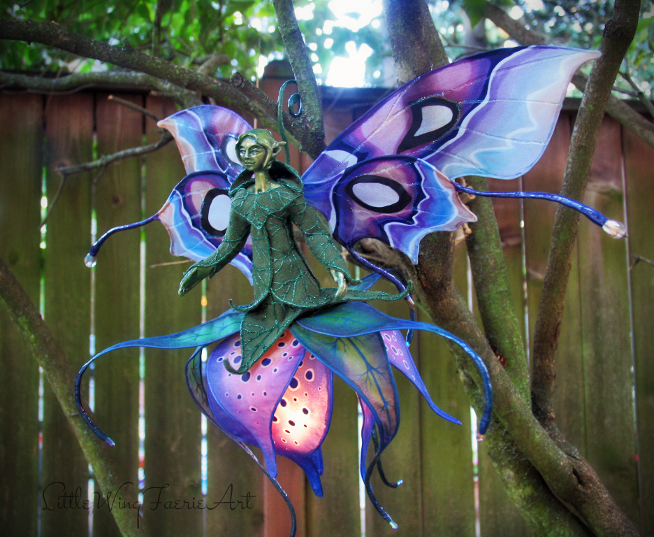 Flower Fairy House lantern in Das air dry clay, by Andrea at CalicoCuts