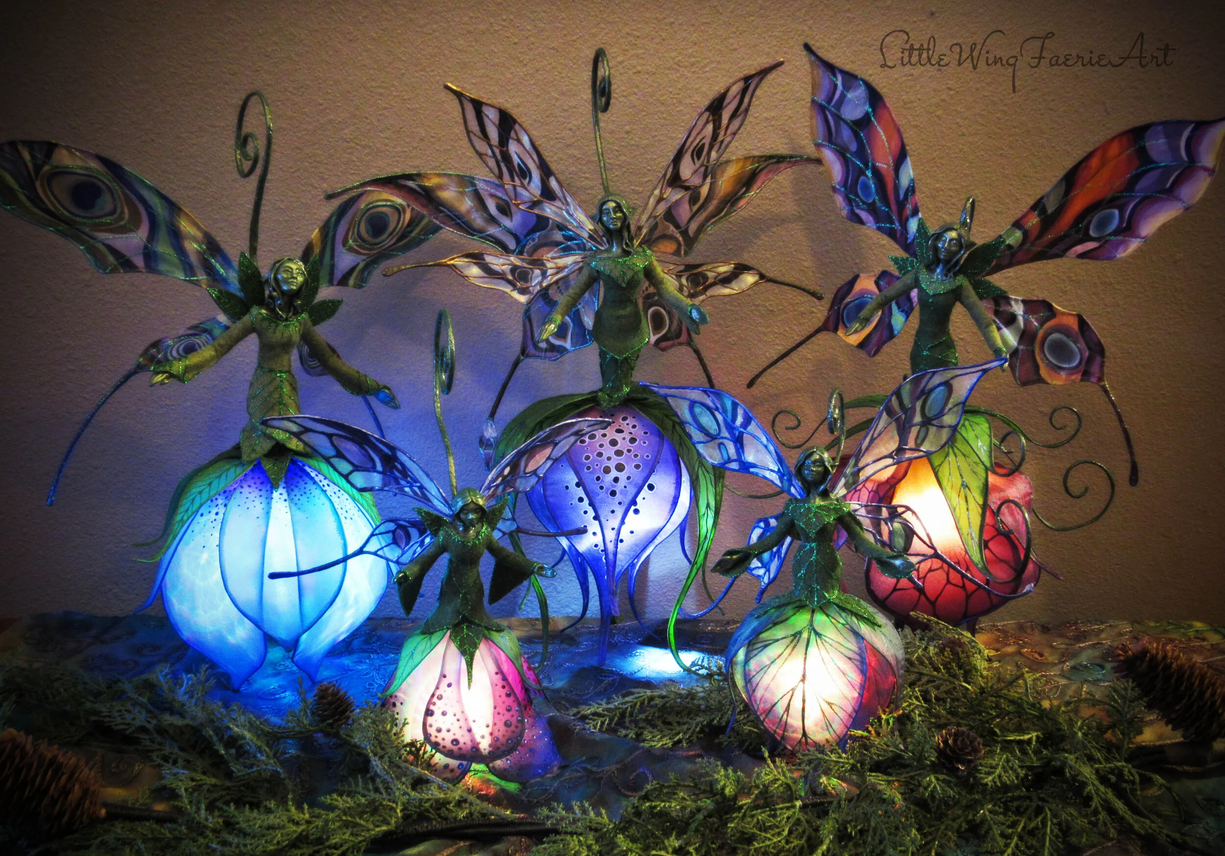 Silk Flower And Faerie Lights Little Wing Faerie Art