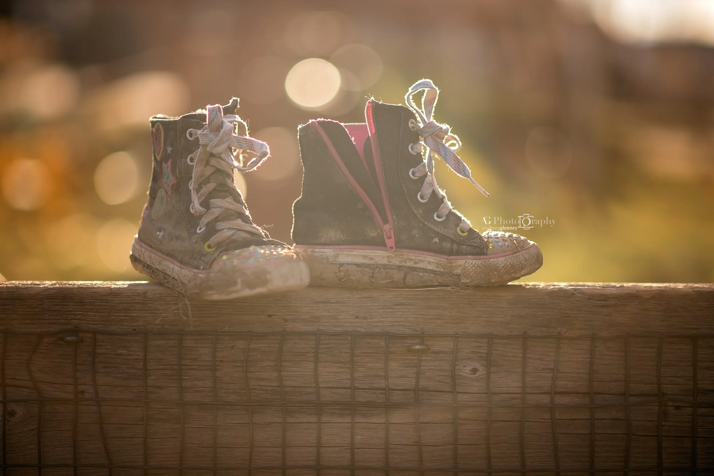 Dirty child shoes after playing in the mud
