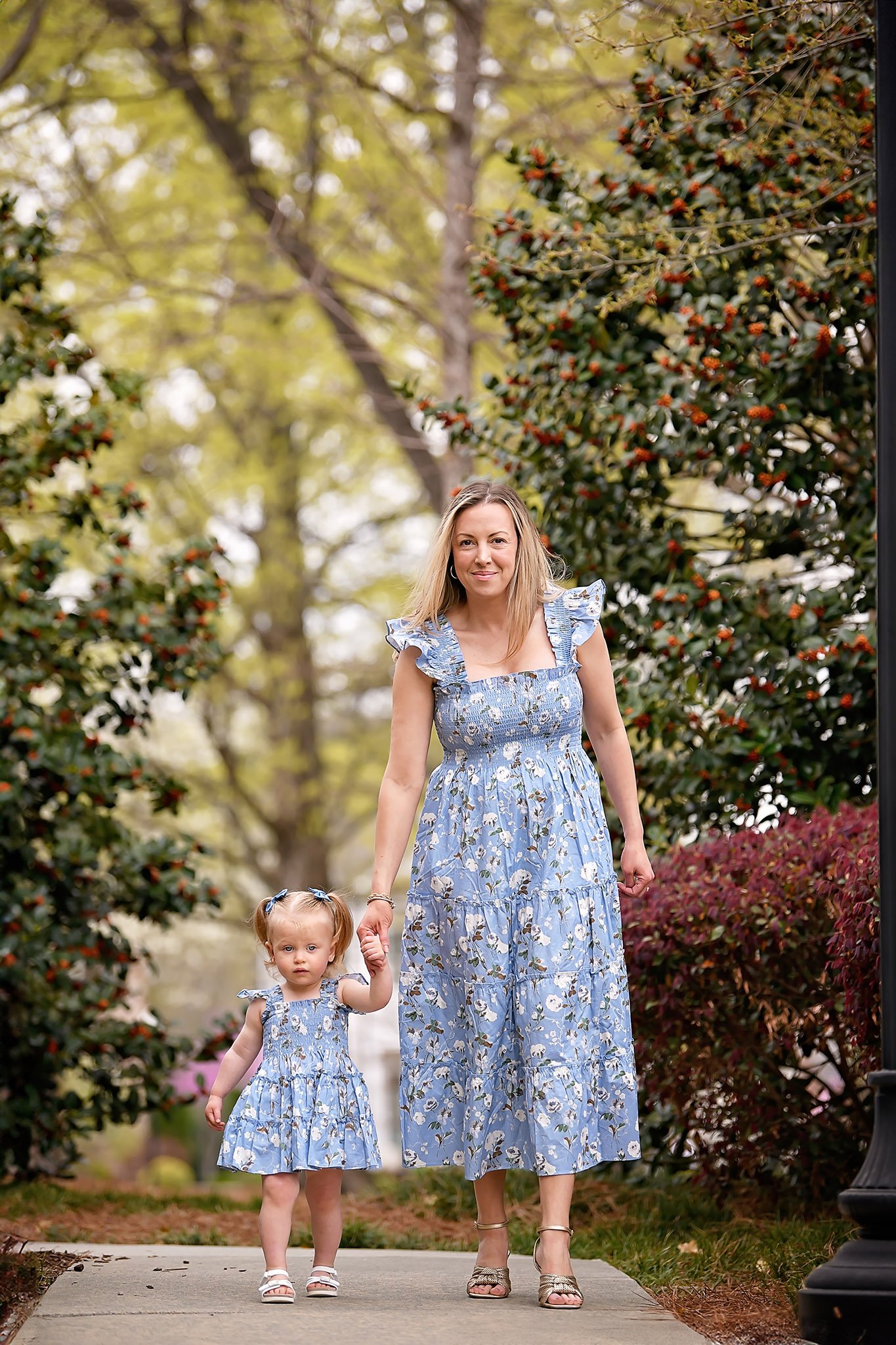 Mommy and me in matching dresses