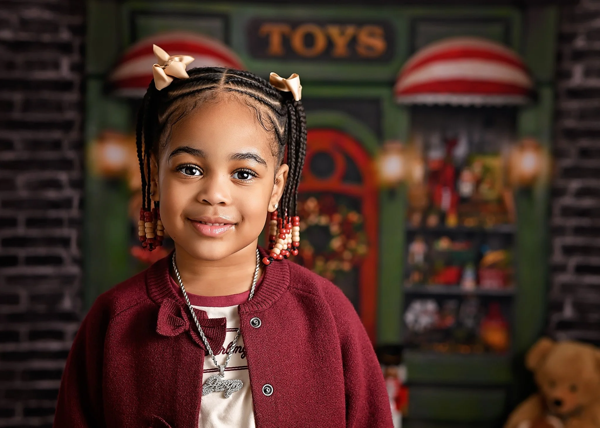Children’s Christmas Portrait at Toy Shop Backdrop – Alpharetta GA Photographer