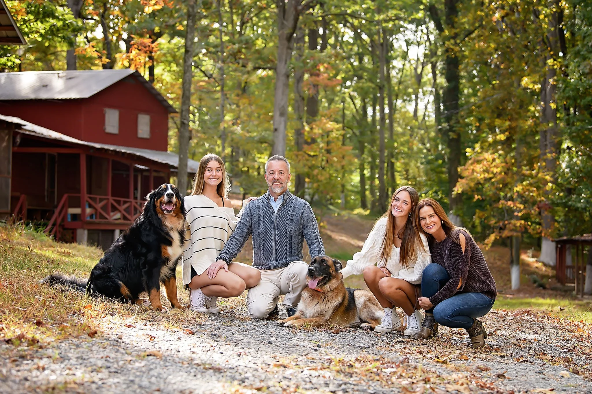 Outdoor Fall Family Portrait With Dogs – Alpharetta GA Photographer
