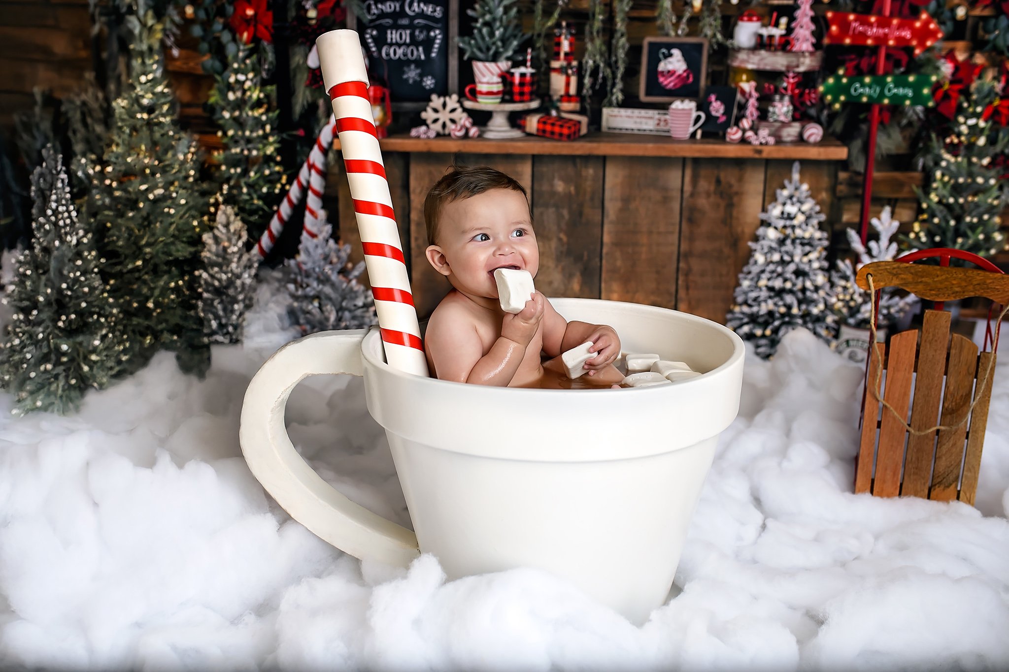 Christmas Baby Hot Cocoa Photo Session | Alpharetta GA Baby Photographer