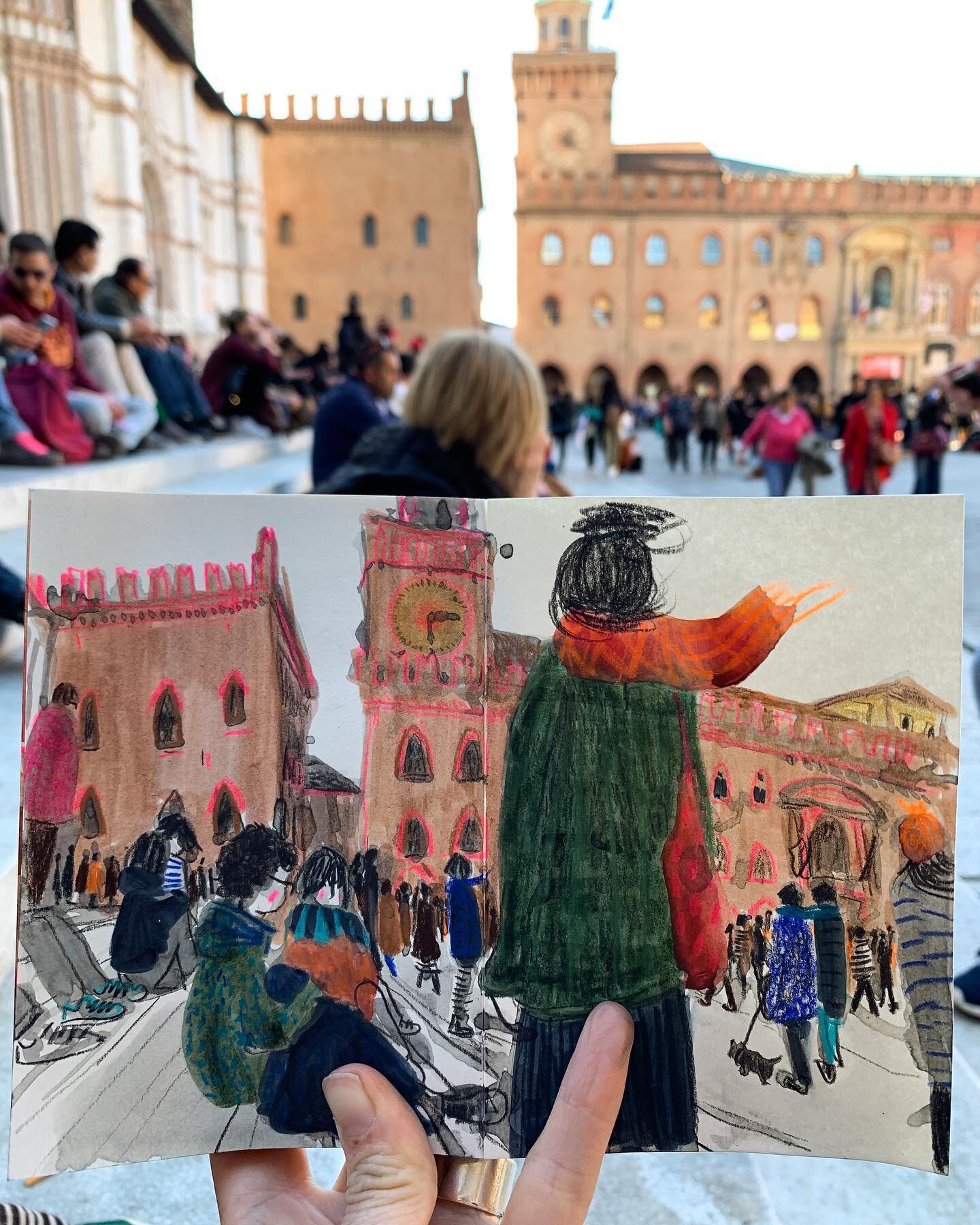 Last day in Bologna! And one final drawing of the square. It&rsquo;s so busy and there&rsquo;s such a buzz that it feels like there is a festival on. But I think it&rsquo;s just everyone celebrating Saturday!
.
What a wonderful, joyful, rollercoaster