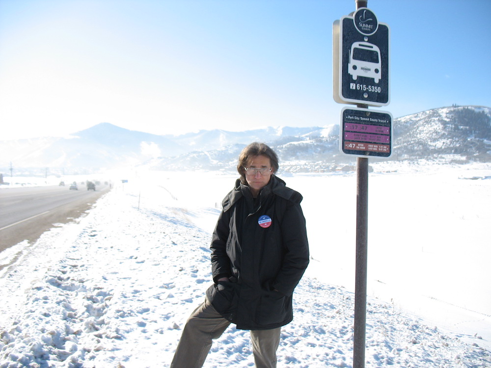  Waiting for the bus to town (our digs were a bit off the beat and track!) 