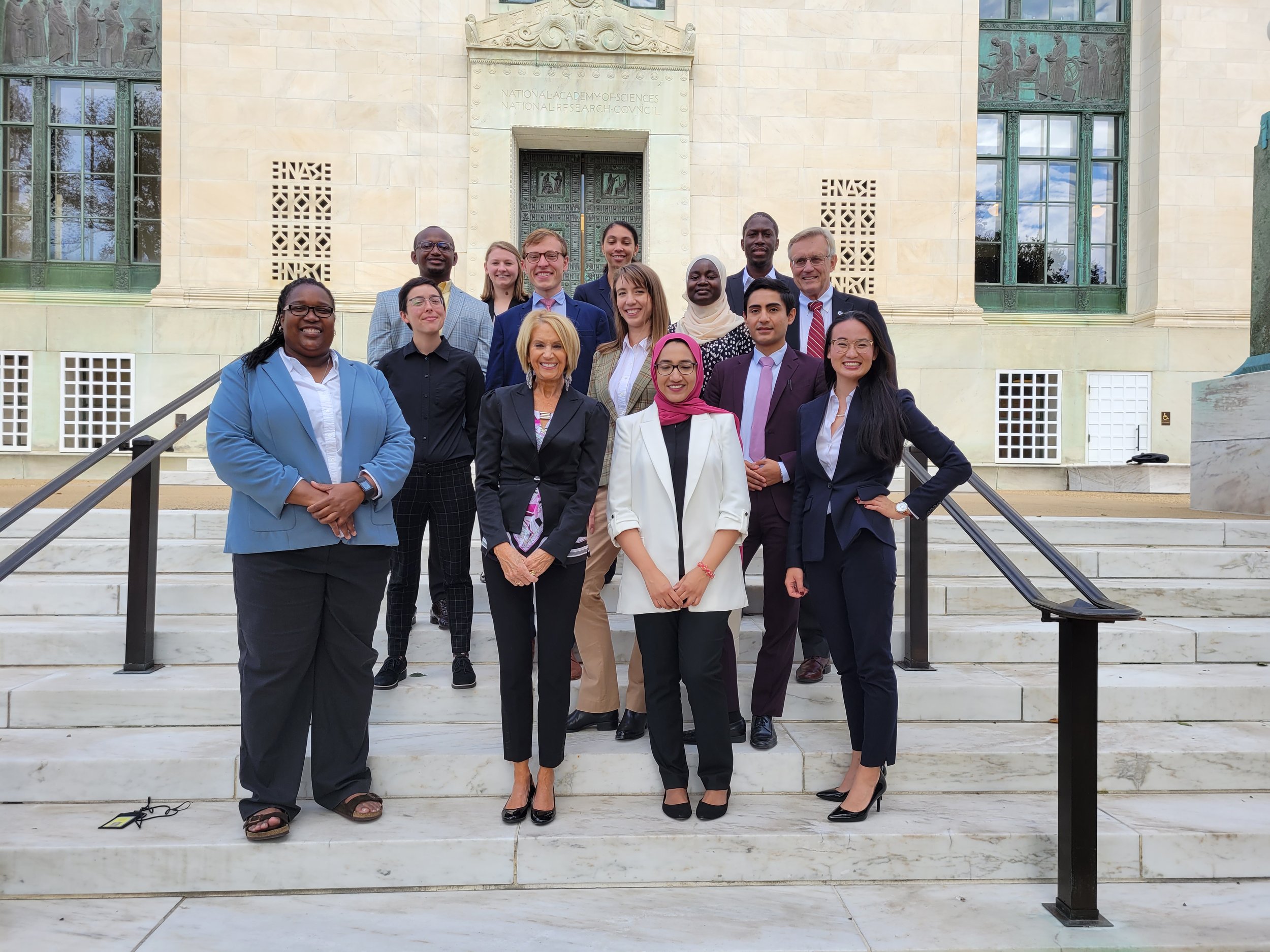 Mirzayan cohort at the Constitution Ave Building with NAS president