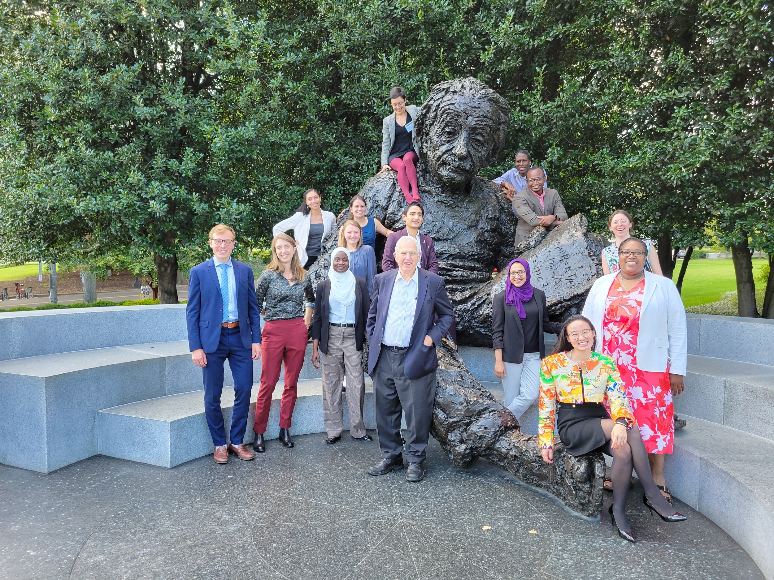 Mirzayan cohort in front of Einstein statue