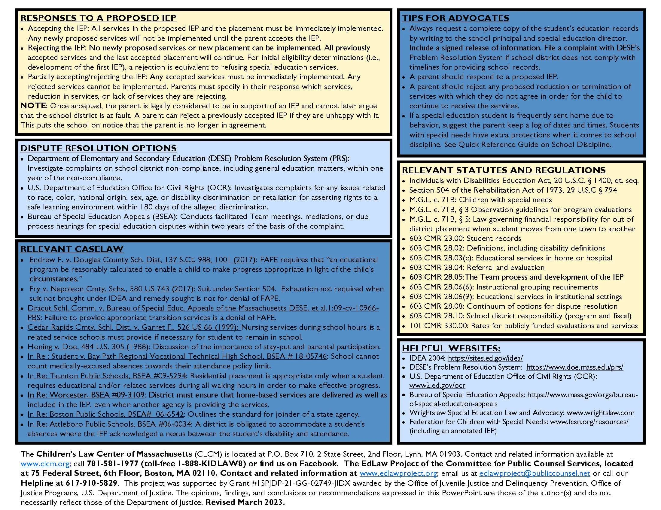 Quick Reference Guides — Youth Advocacy Foundation