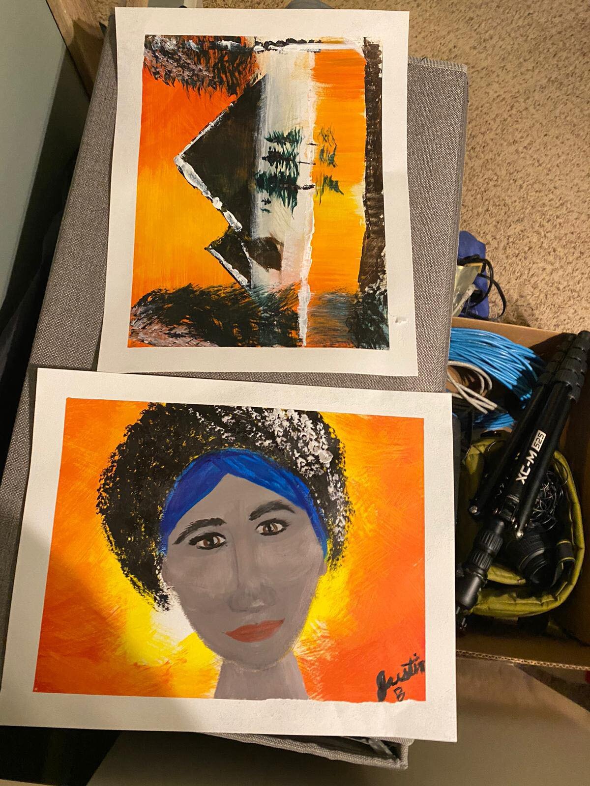 Off The Cuff Paintings, Acrylic on Paper. By: Justine Browning.
