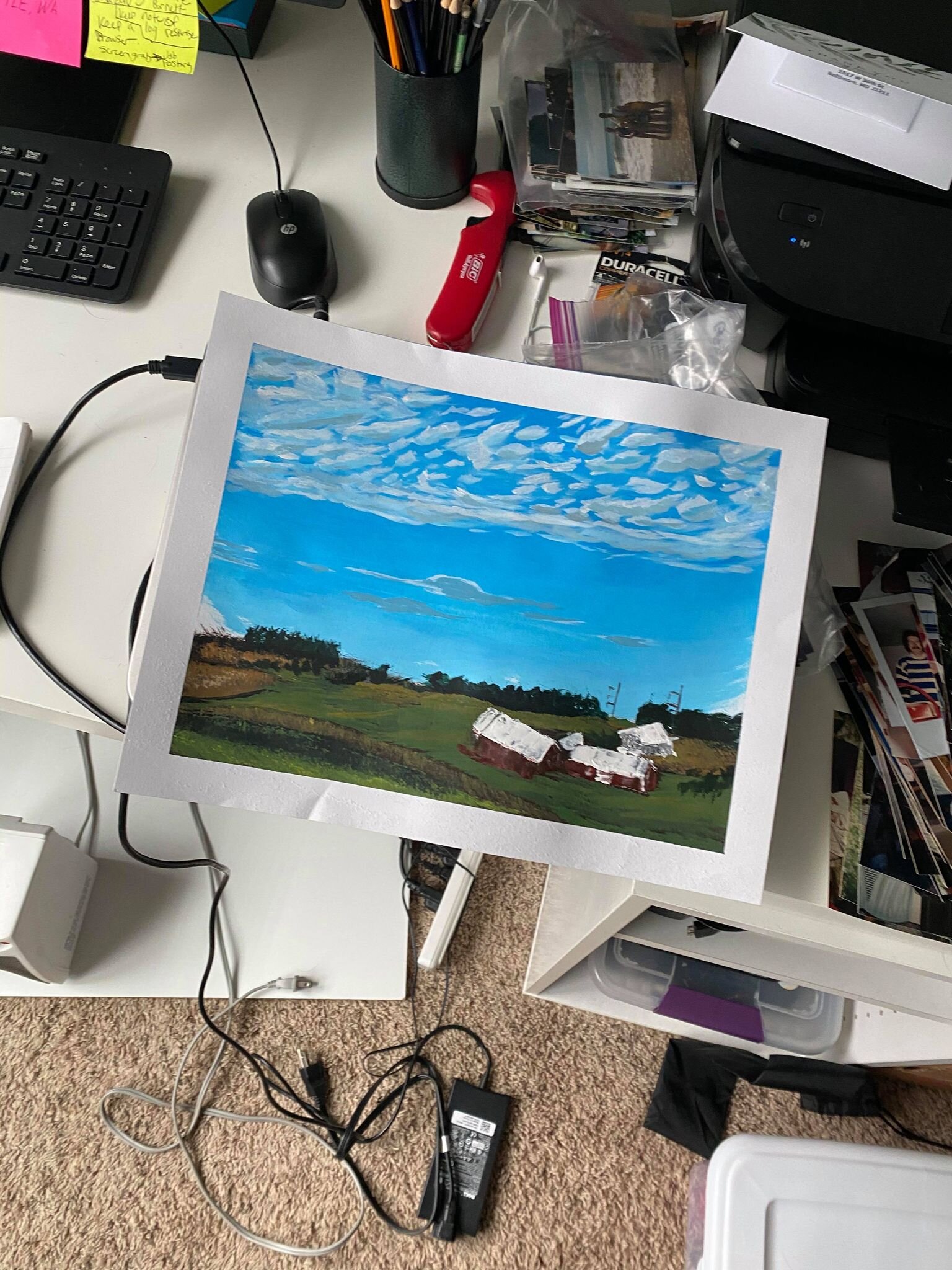 Unfinished Farm, Acrylic on Paper. By: Justine Browning.