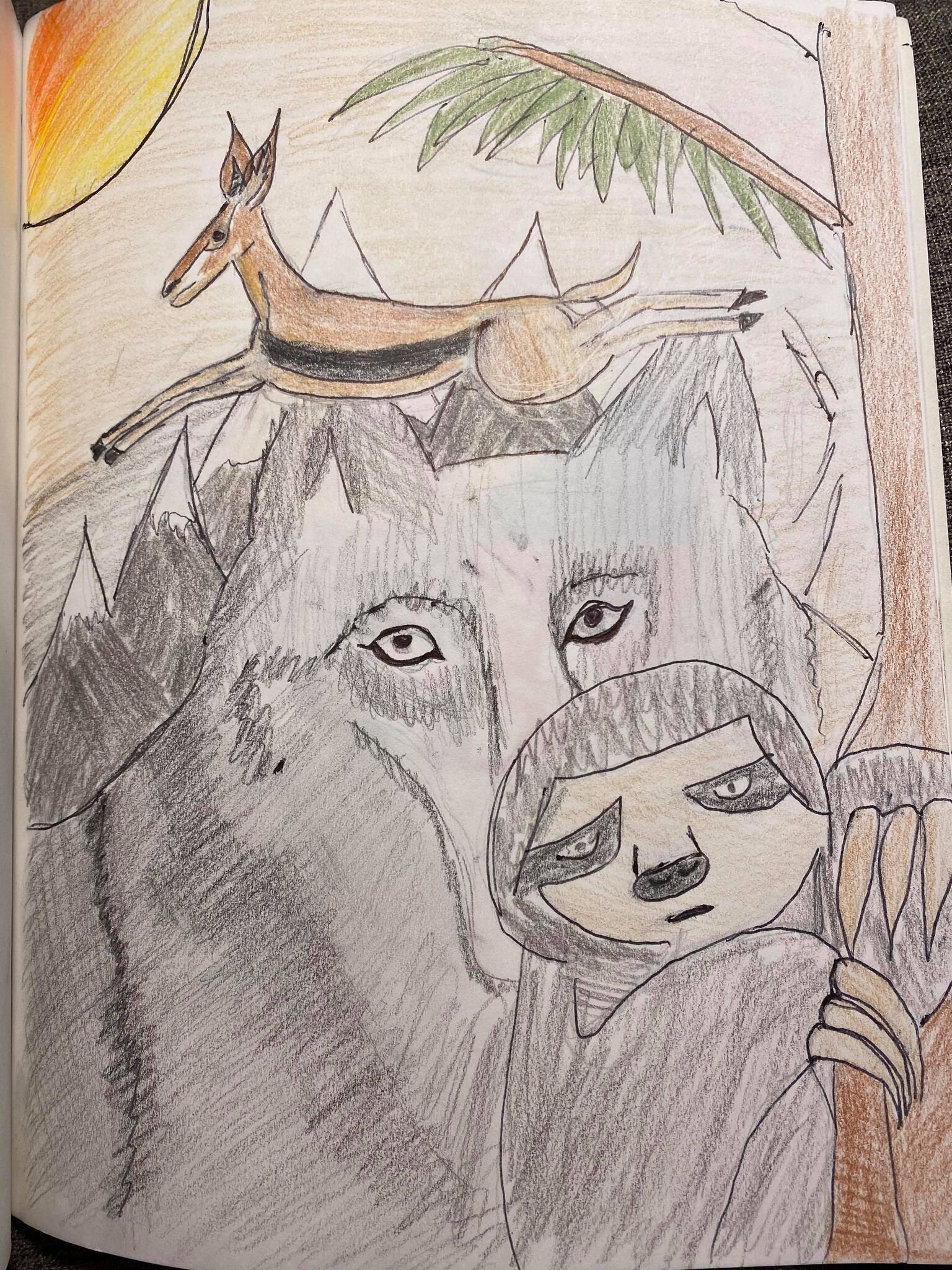 Spirit Animal Art Therapy, Pen and Colored Pencil on Paper. By: Justine Browning