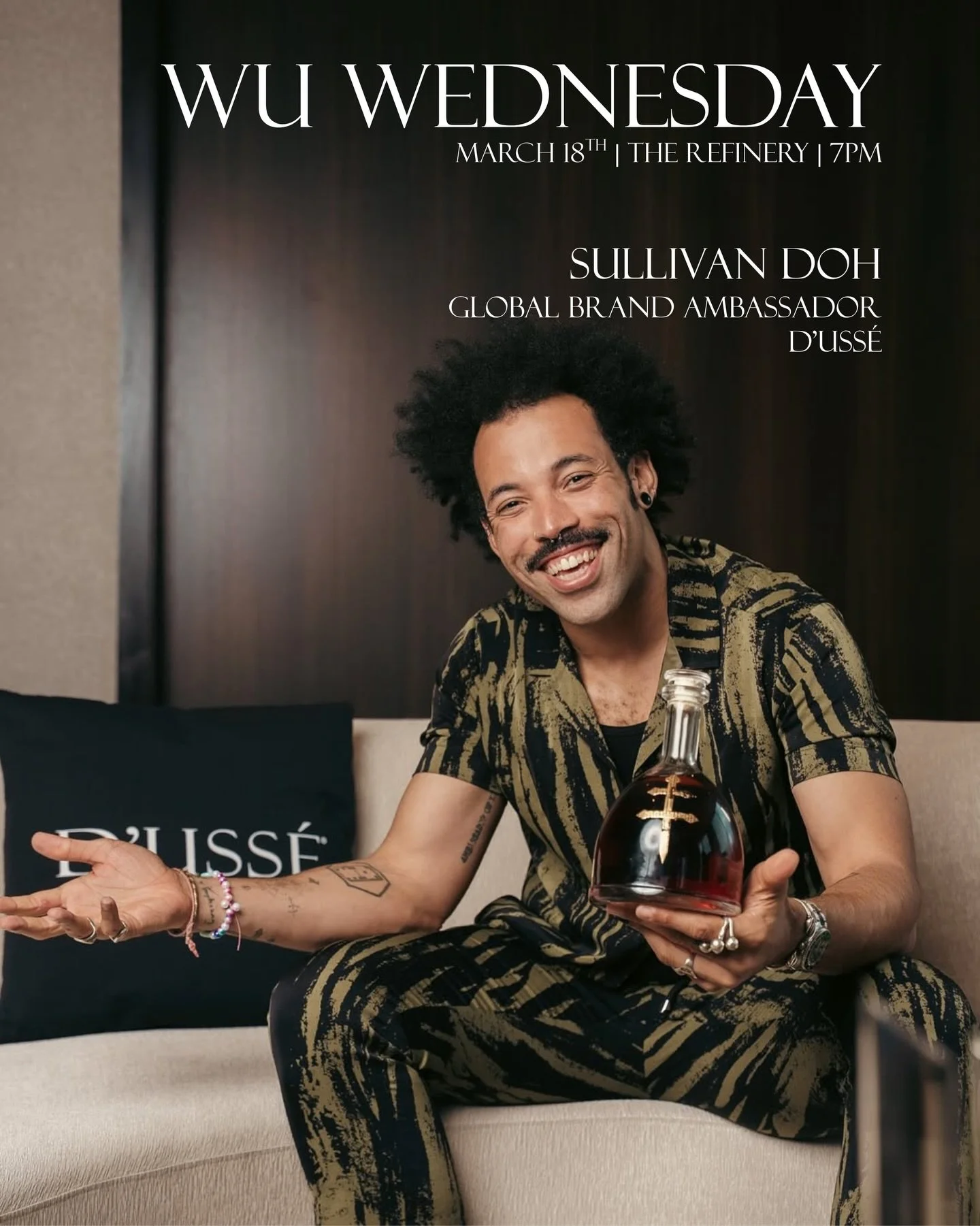 Charleston, please join me in welcoming @sullivandoh to the city!

On March 18th at Wu Wednesday, we&rsquo;re honored to have the Global Brand Ambassador for D&rsquo;USS&Eacute; in the building, hosting an exclusive tasting experience you do not want