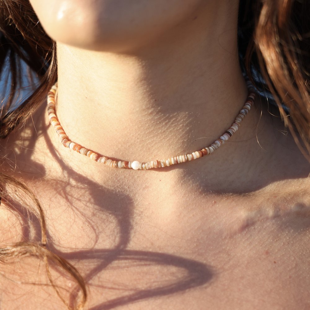 Take Me to The Beach Puka Pearl Necklace — Cape Cod Chokers