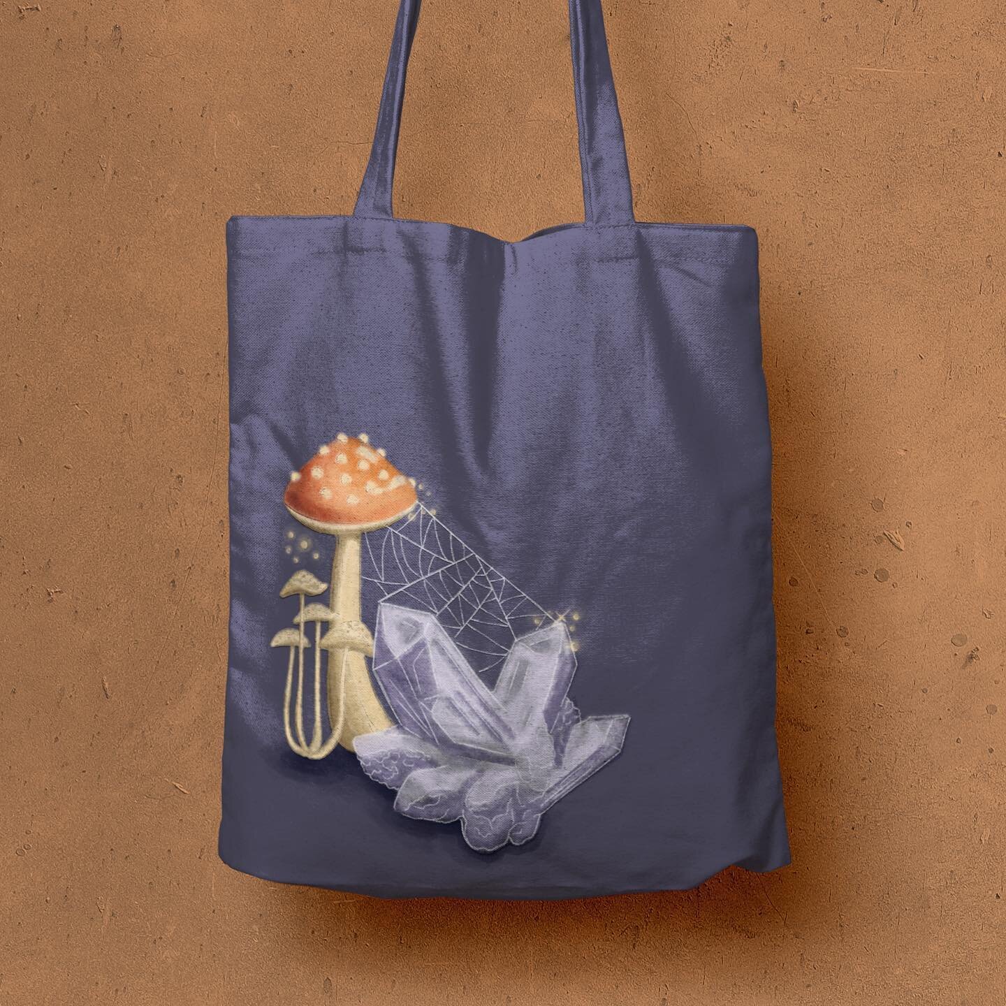 Trick or treat ✨🍬👻 Happy Halloween! 

&bull;&bull;&bull;

#trickortreat #halloweentotebag #halloweendesign #mushrooms #mushroomart #plantart #crystals #crystaldesign #digitalillustration #graphicdesign #logo #branding #illustration #illustrator