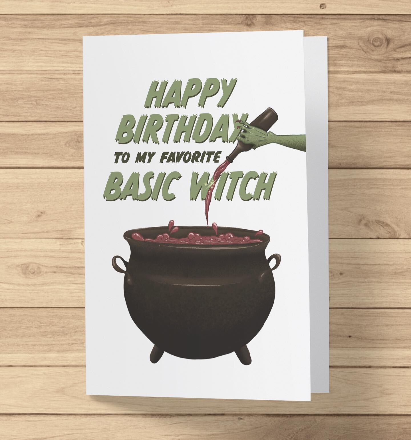 A bottle of blood (wine!) to round out the ✨elixir of youth✨

&bull;&bull;&bull;

A very spoopy 30th birthday to @vronfbaby 🫶🏼 your coven loves you!

&bull;&bull;&bull;

#birthdaycard #halloweencards #halloween #witch #potion #brew #wine #basicbitc