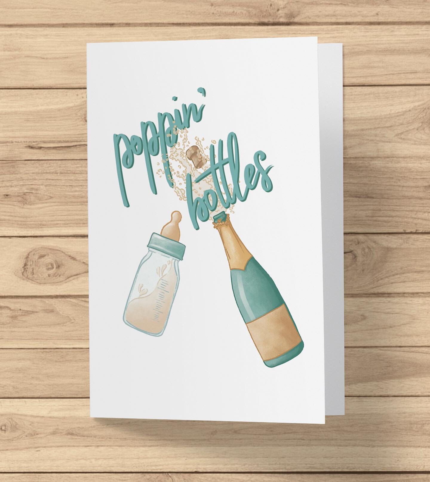 Celebrating an old friend&rsquo;s new addition today! Can&rsquo;t wait to meet him 🍼💙🍾

&bull;&bull;&bull;

#babyshower #babyshowercard #newbaby #poppinbottles #champagne #carddesign #graphicdesign #illustration #digitalillustration #procreate