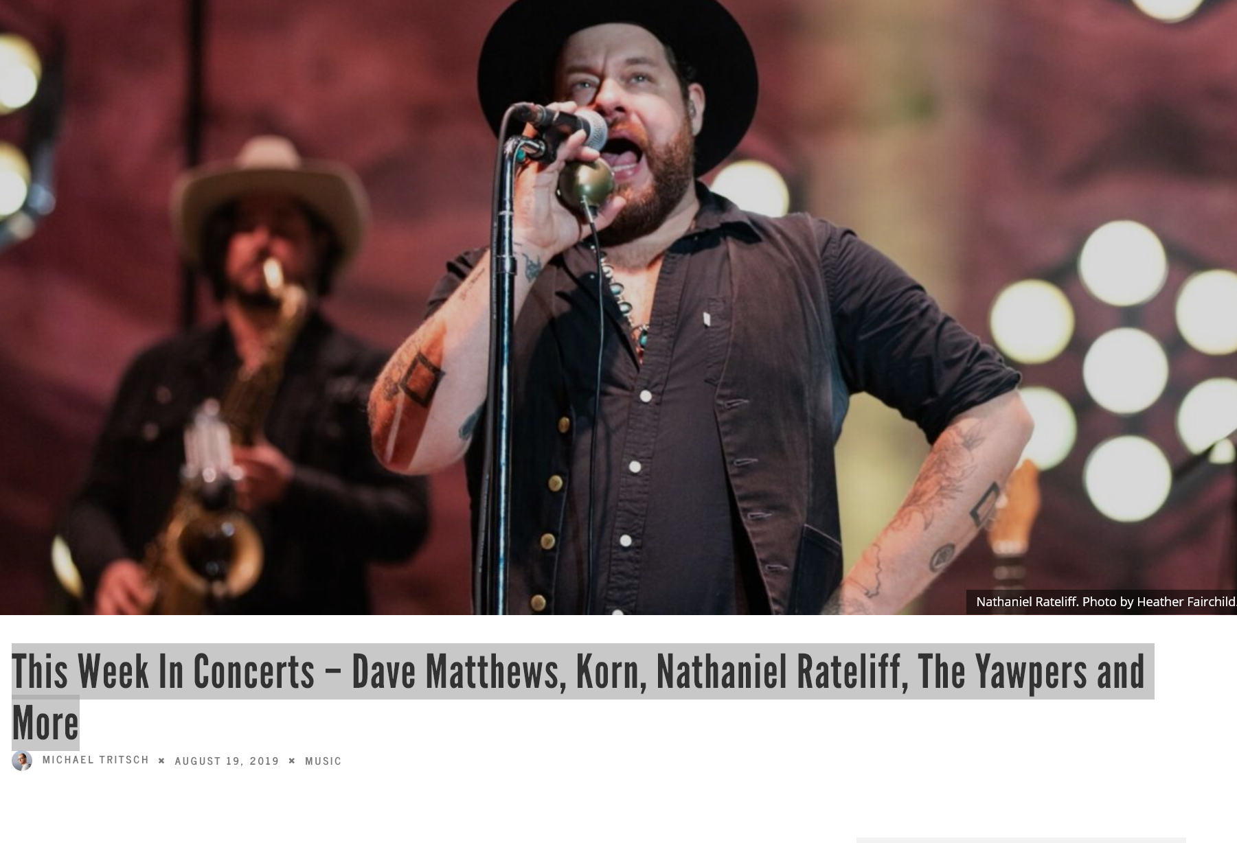 This Week In Concerts – Dave Matthews, Korn, Nathaniel Rateliff, The Yawpers and More