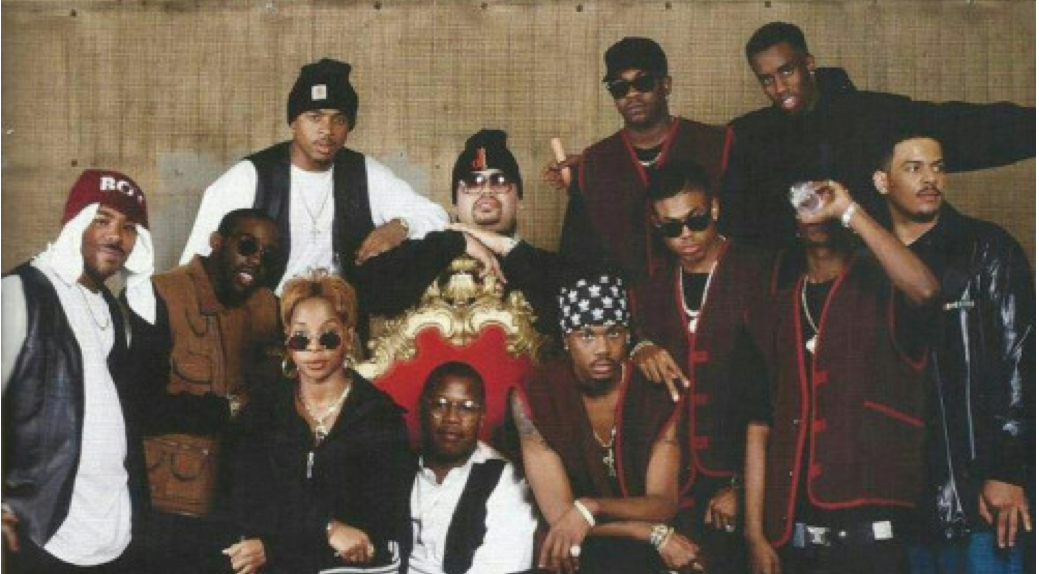 A photo of Andre Harrell's Uptown Records, including Mary J. Blige, Heavy D, Christopher Williams, Jodeci, and Puff Daddy (aka Diddy).