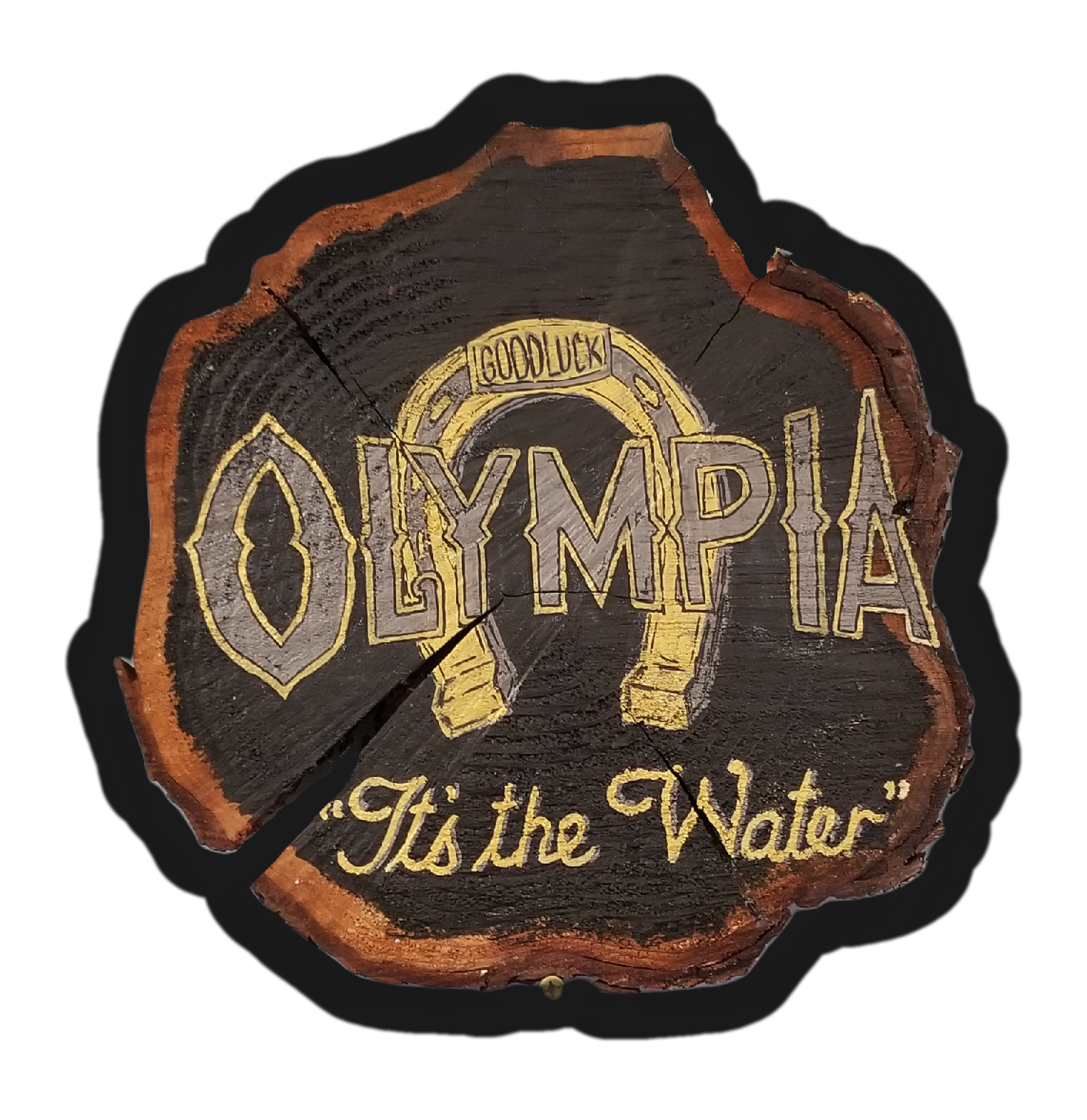   Olympia Brewing Company    Chalk Painted Wood Round Wedding Sign  