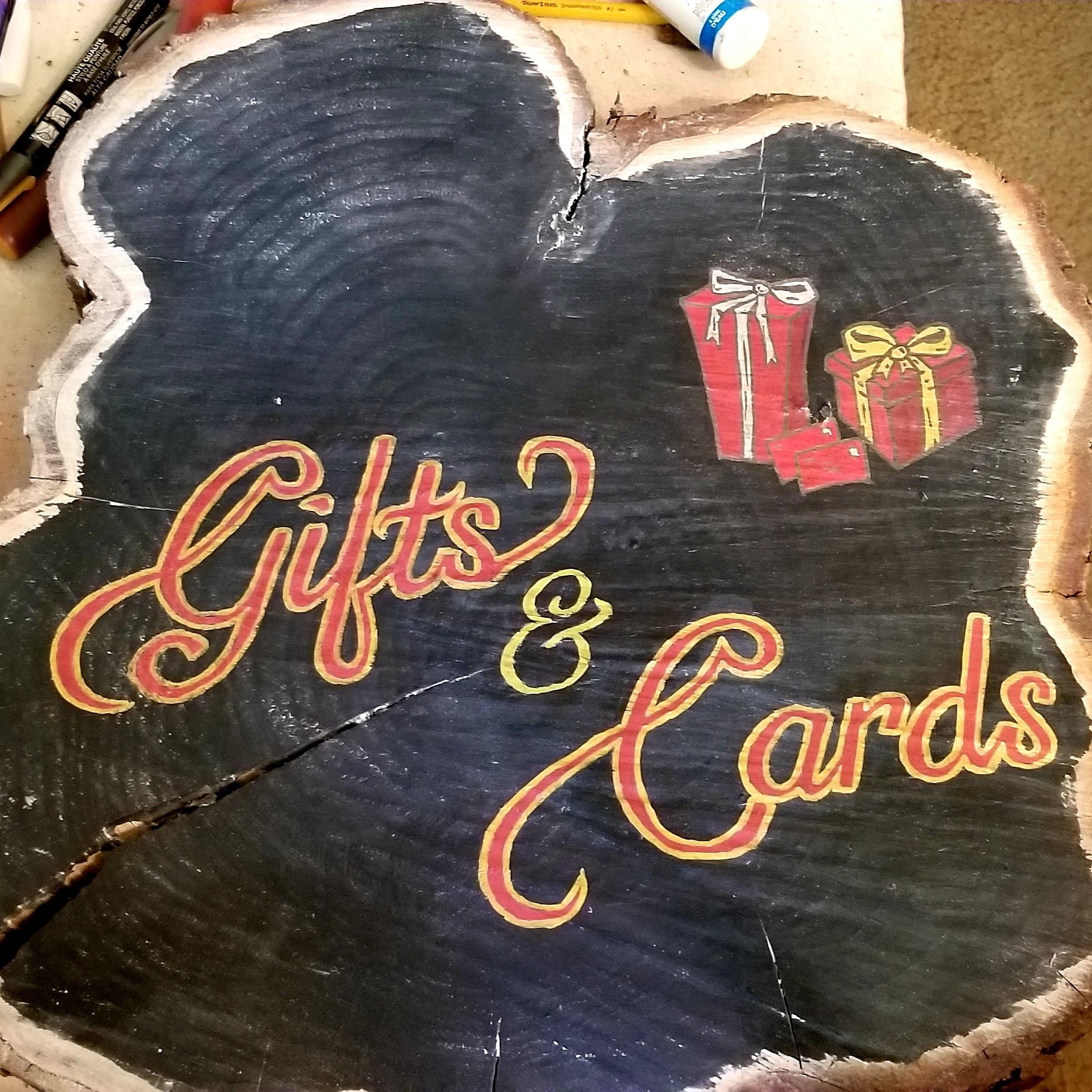   Gifts &amp; Cards    Chalk Painted Wood Round Wedding Sign  
