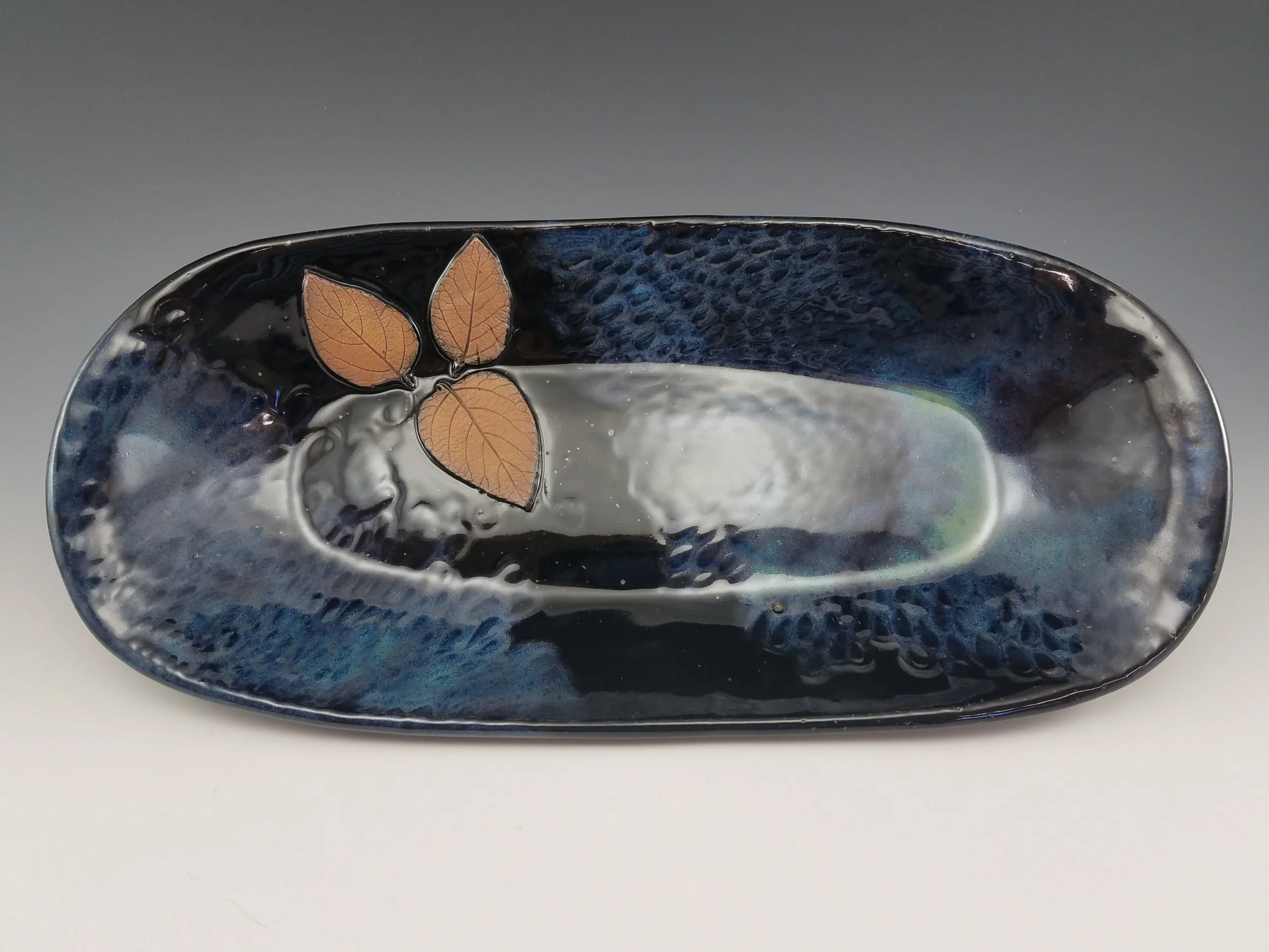 Oblong Smokey Aqua Bowl