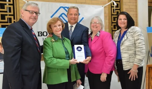 Harriette Chandler, President of the Massachusetts Senate, accepts the 2018 Champion of Youth Award from the Massachusetts Alliance of Boys & Girls Club on March 15, 2018 at the Massachusetts State House.