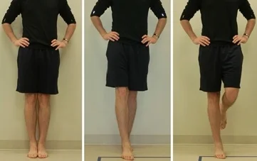 Fig.3. Example of balance progression from narrow -> tandem -> single leg.