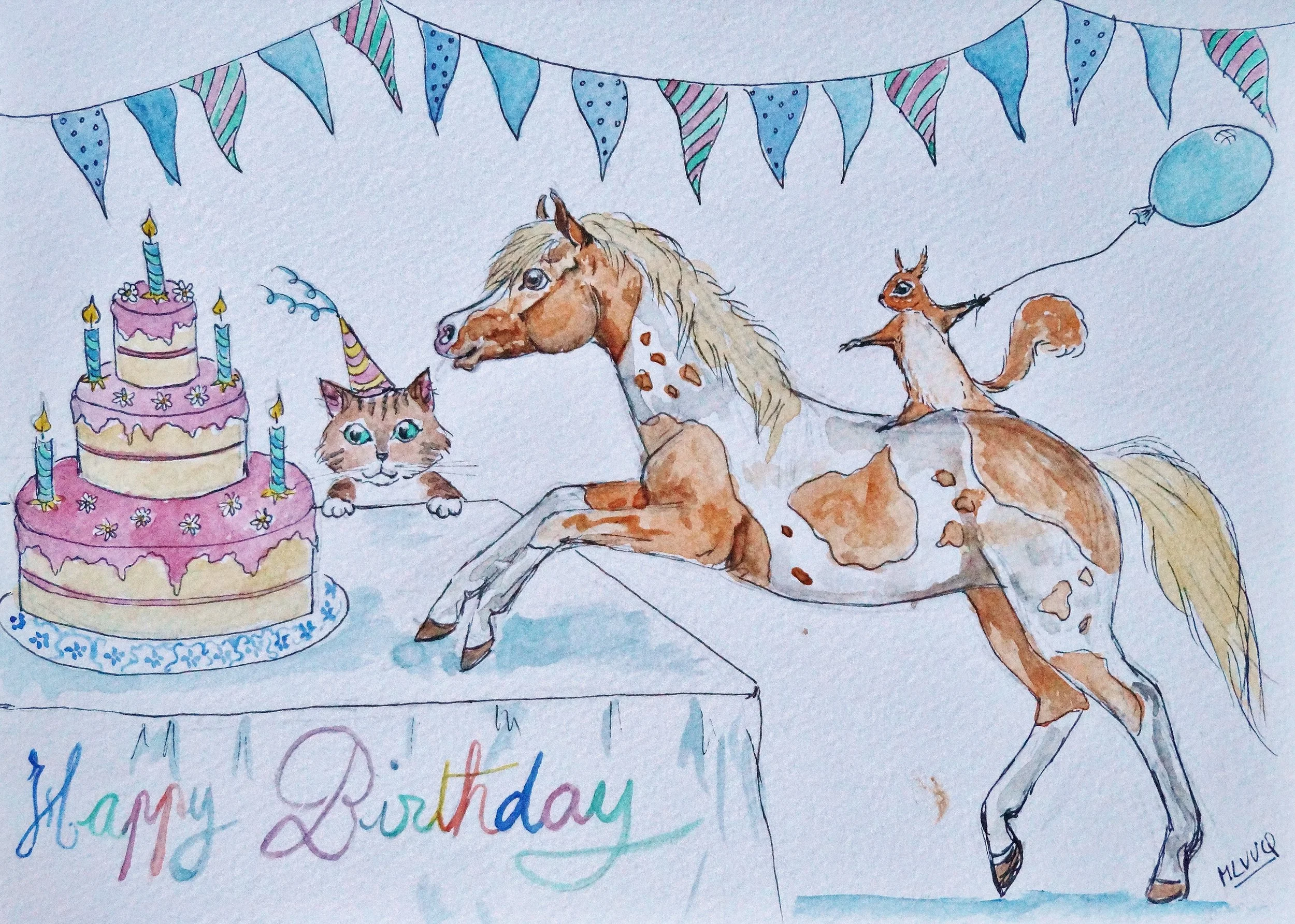 Birthday Card Chestnut piebald pony.JPG