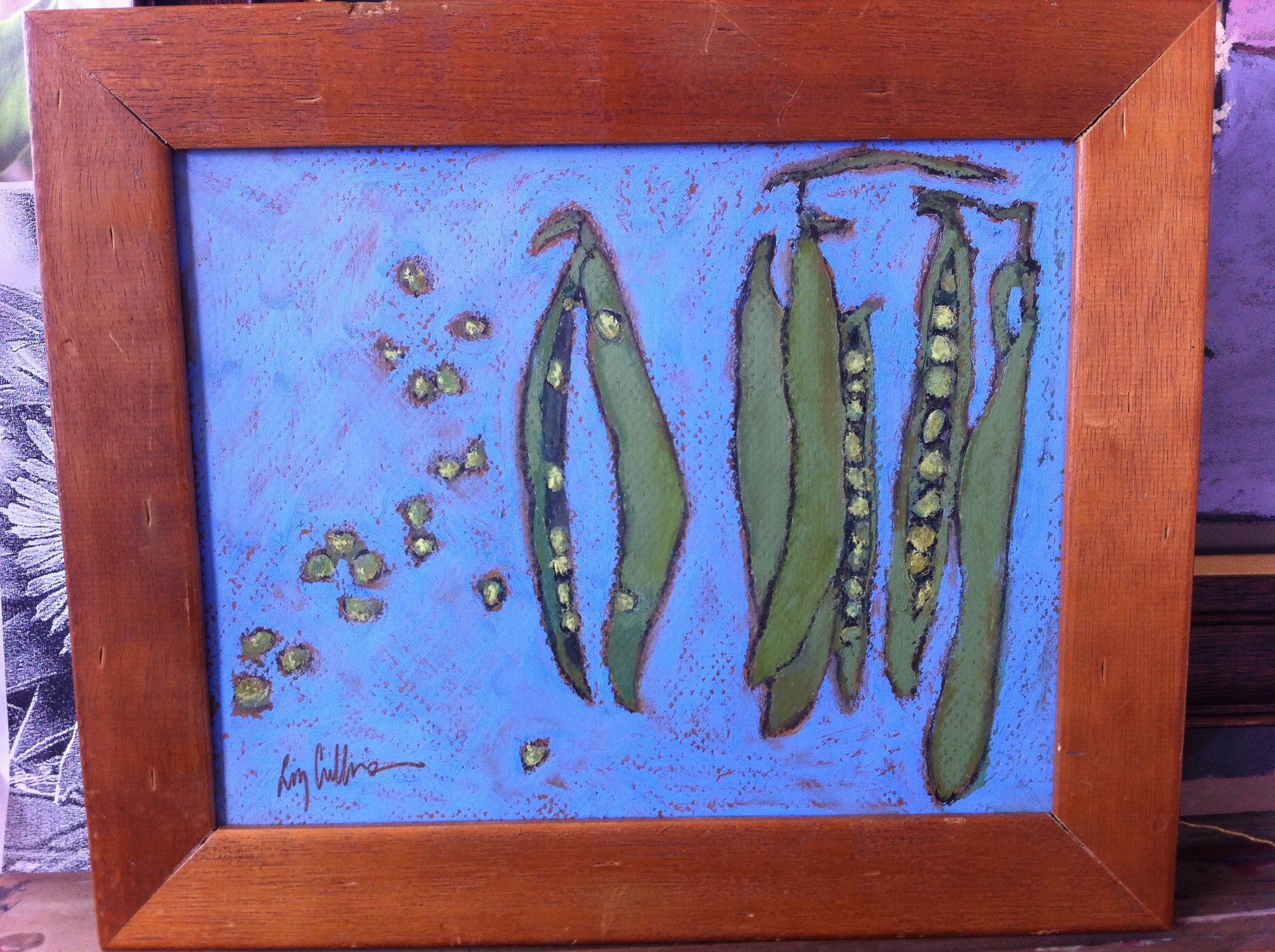 Peas on blue