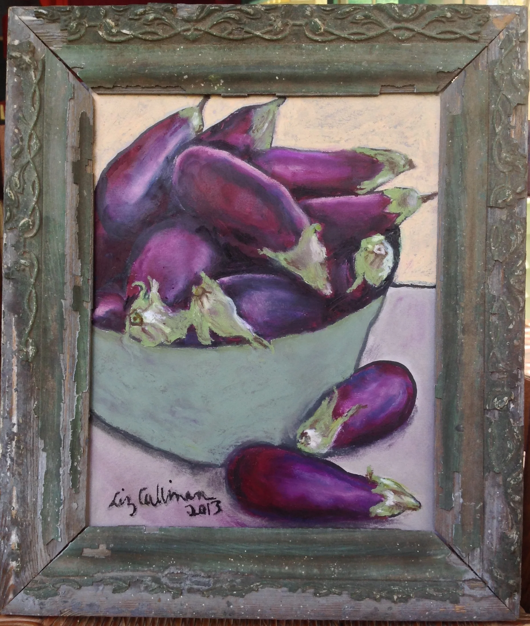 Aubergines in bowl