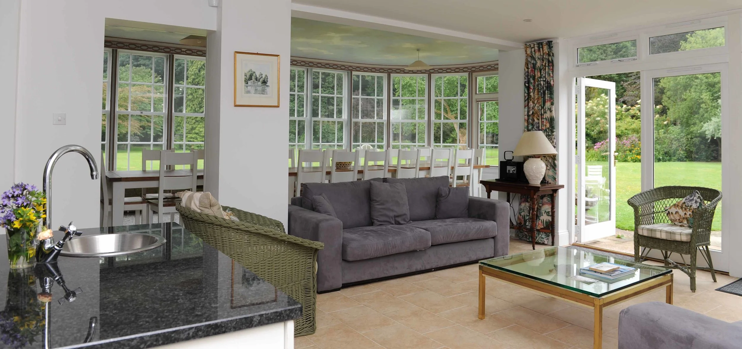 Open plan family room and kitchen