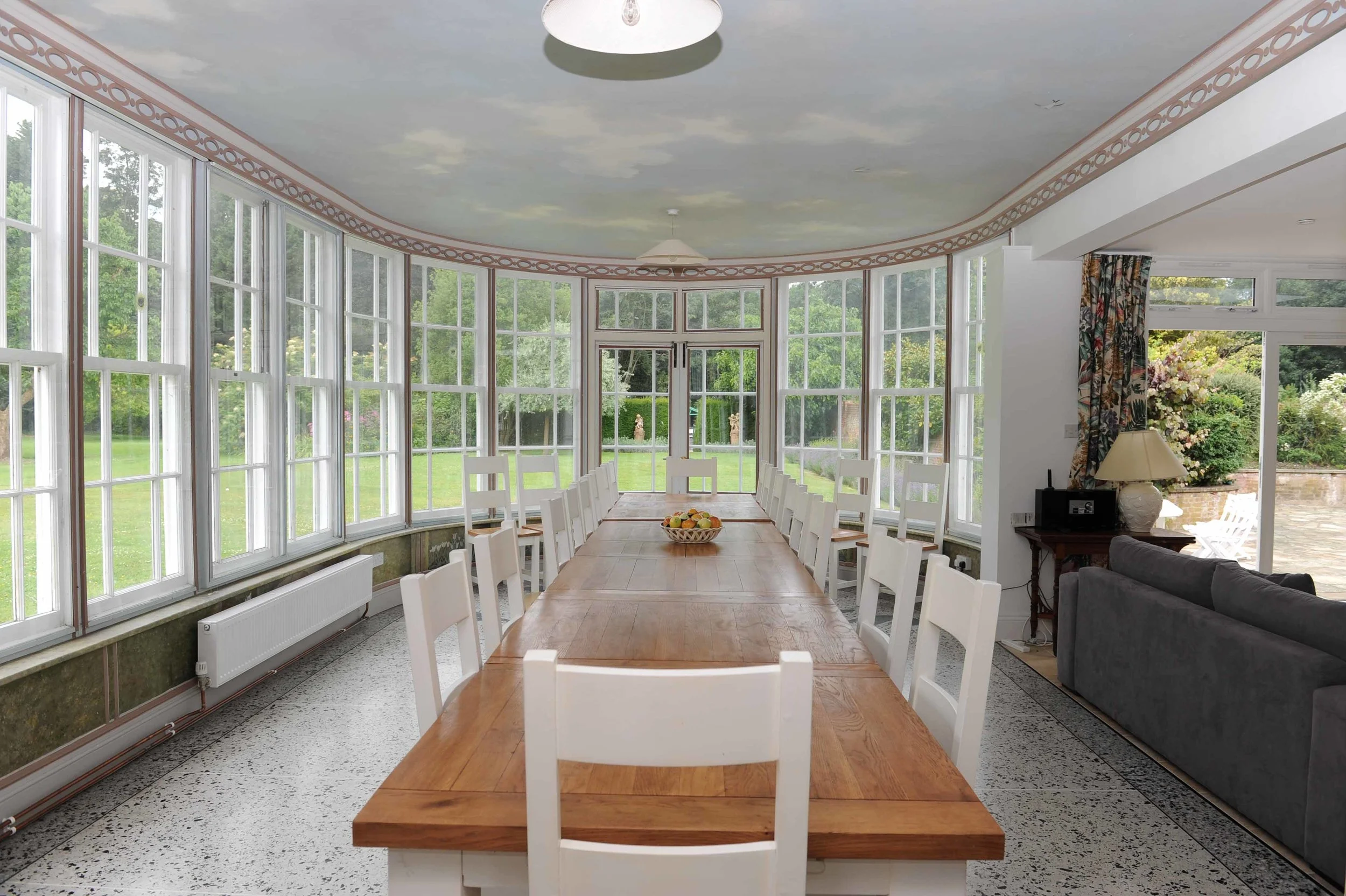 The dining area comfortably seats 22.